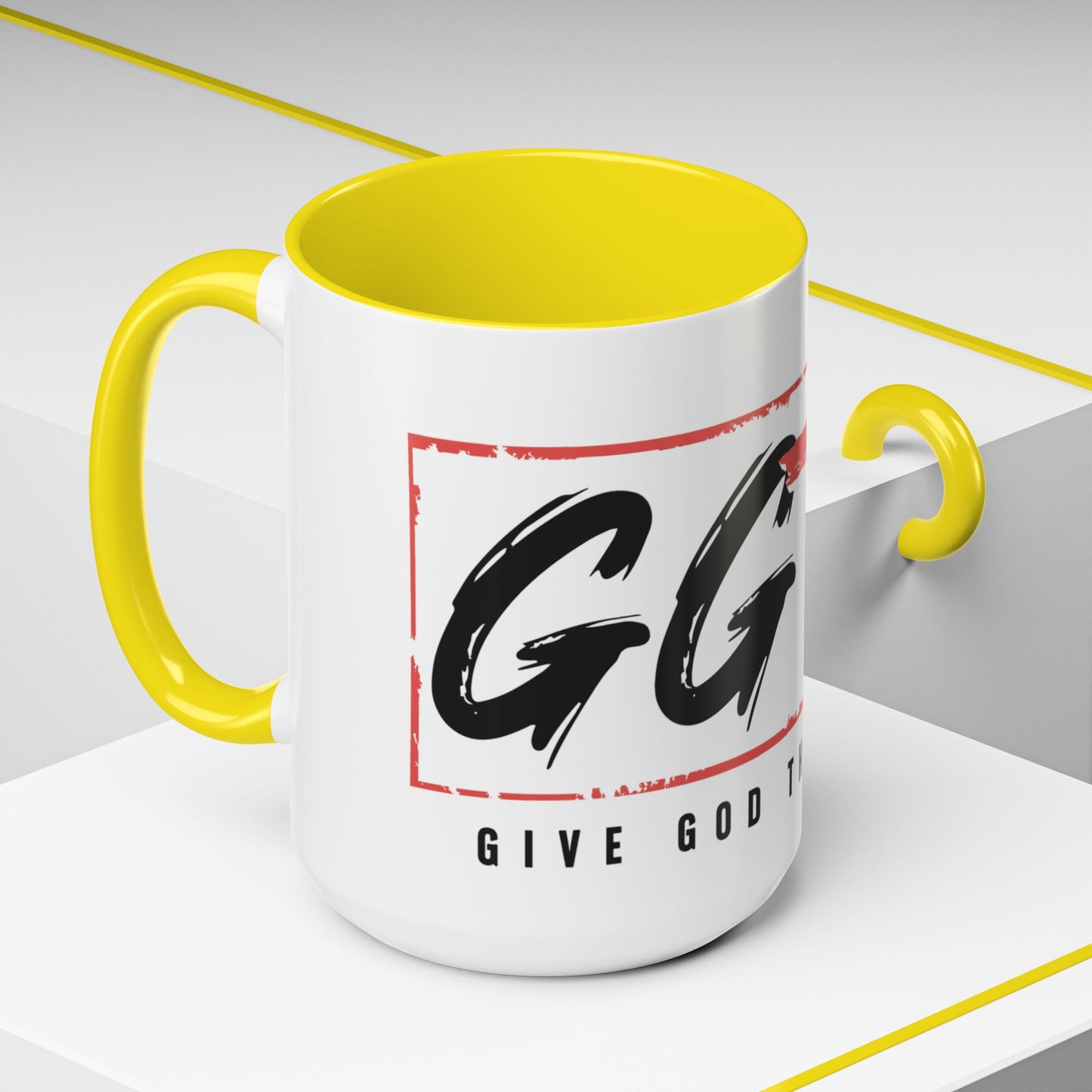 Faith-Inspired Accent Coffee Mug - 11/15oz with 'Give God the Glory' Design