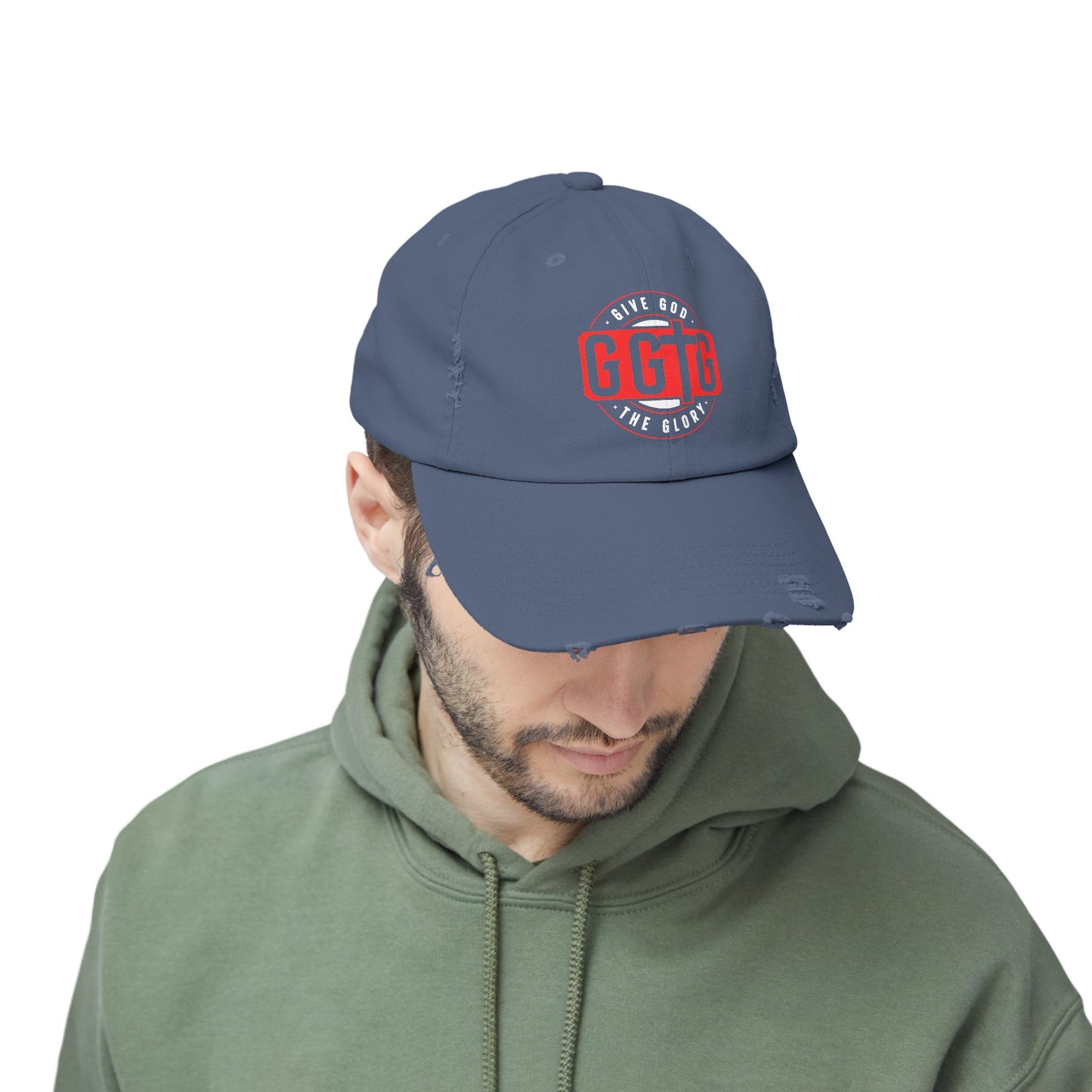 Unisex Distressed Cap - "Give God The Glory" Statement Hat