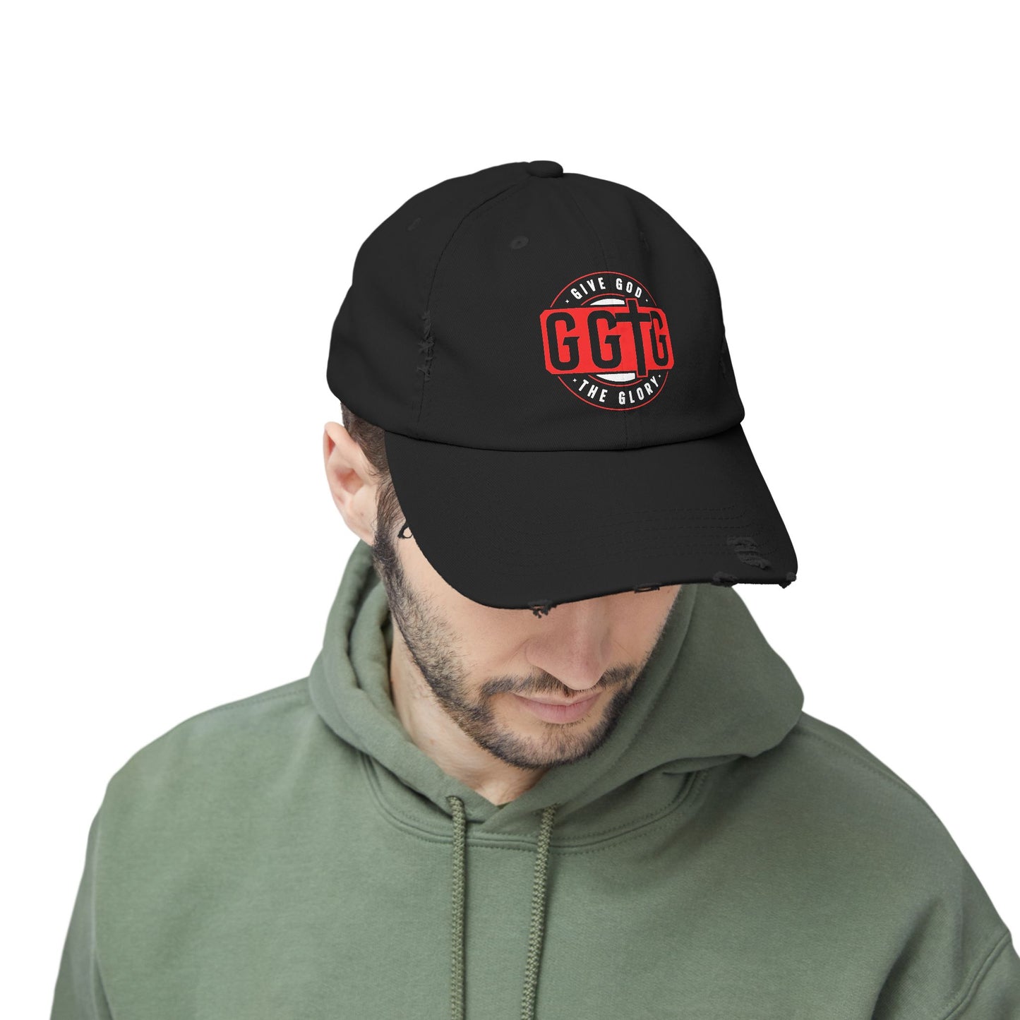 Unisex Distressed Cap - "Give God The Glory" Statement Hat