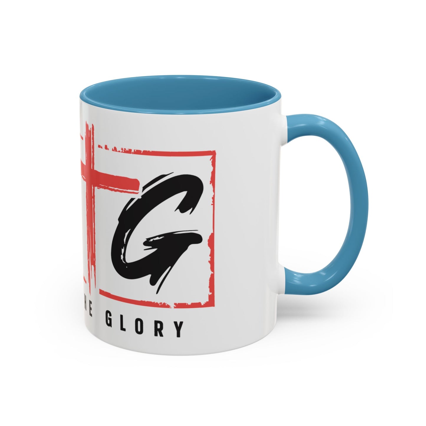 Faith-Inspired Accent Coffee Mug - 11/15oz with 'Give God the Glory' Design