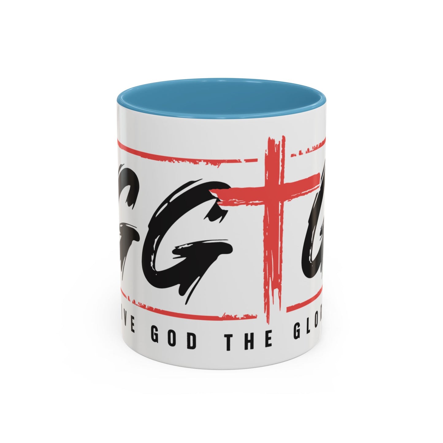 Faith-Inspired Accent Coffee Mug - 11/15oz with 'Give God the Glory' Design