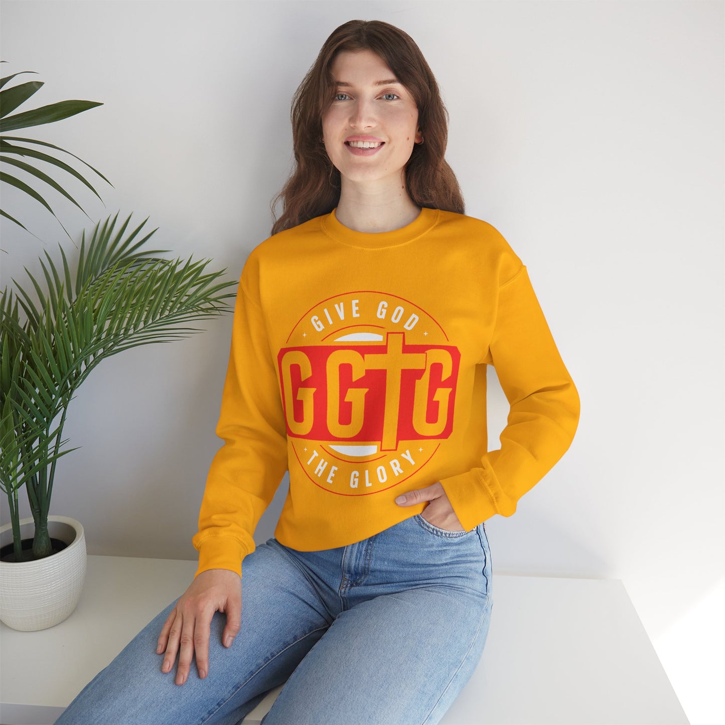 Christian Motivational Crewneck Sweatshirt - 'Give God the Glory'