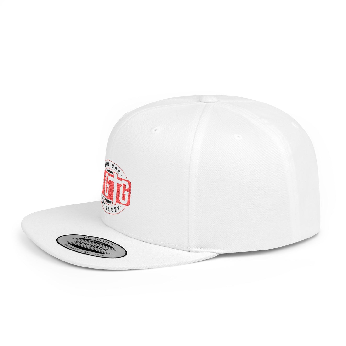 Faith-Inspired Flat Bill Snapback Cap - 'Give God The Glory'