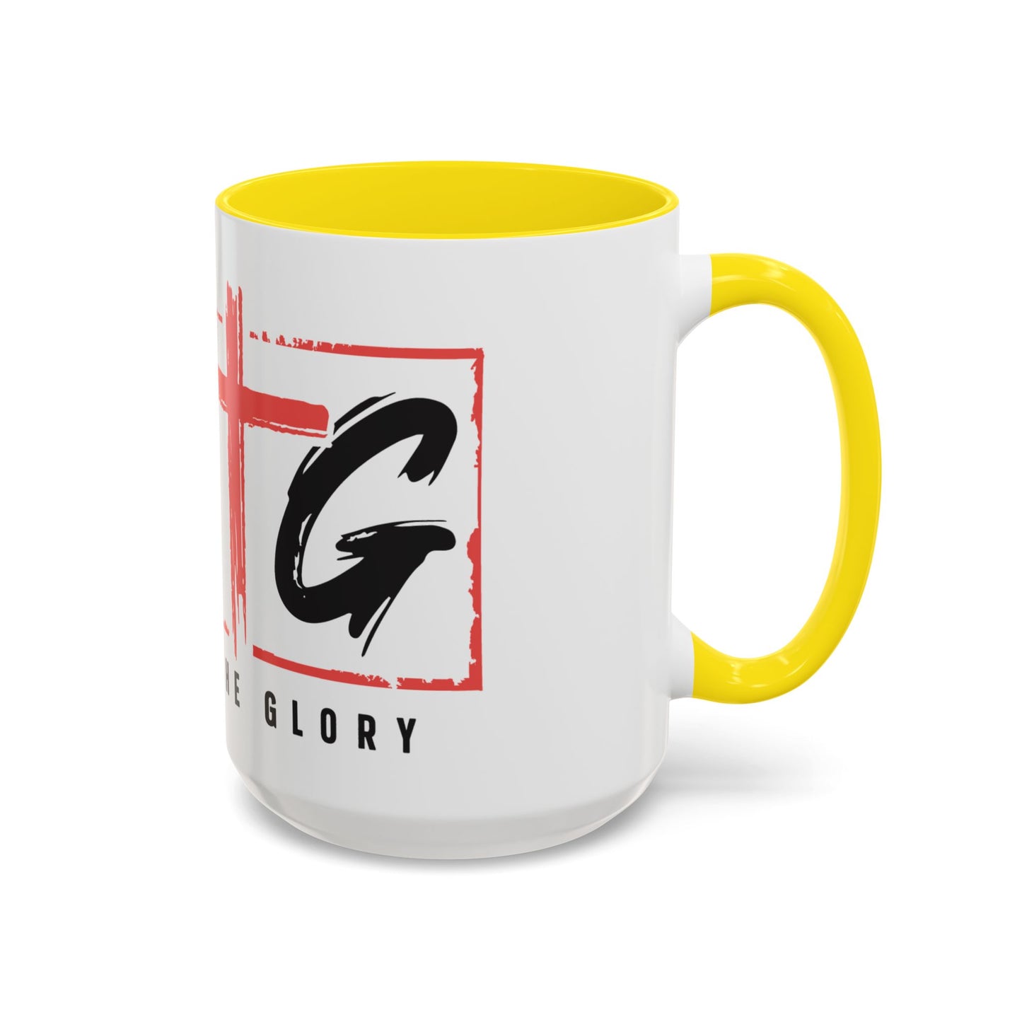 Faith-Inspired Accent Coffee Mug - 11/15oz with 'Give God the Glory' Design