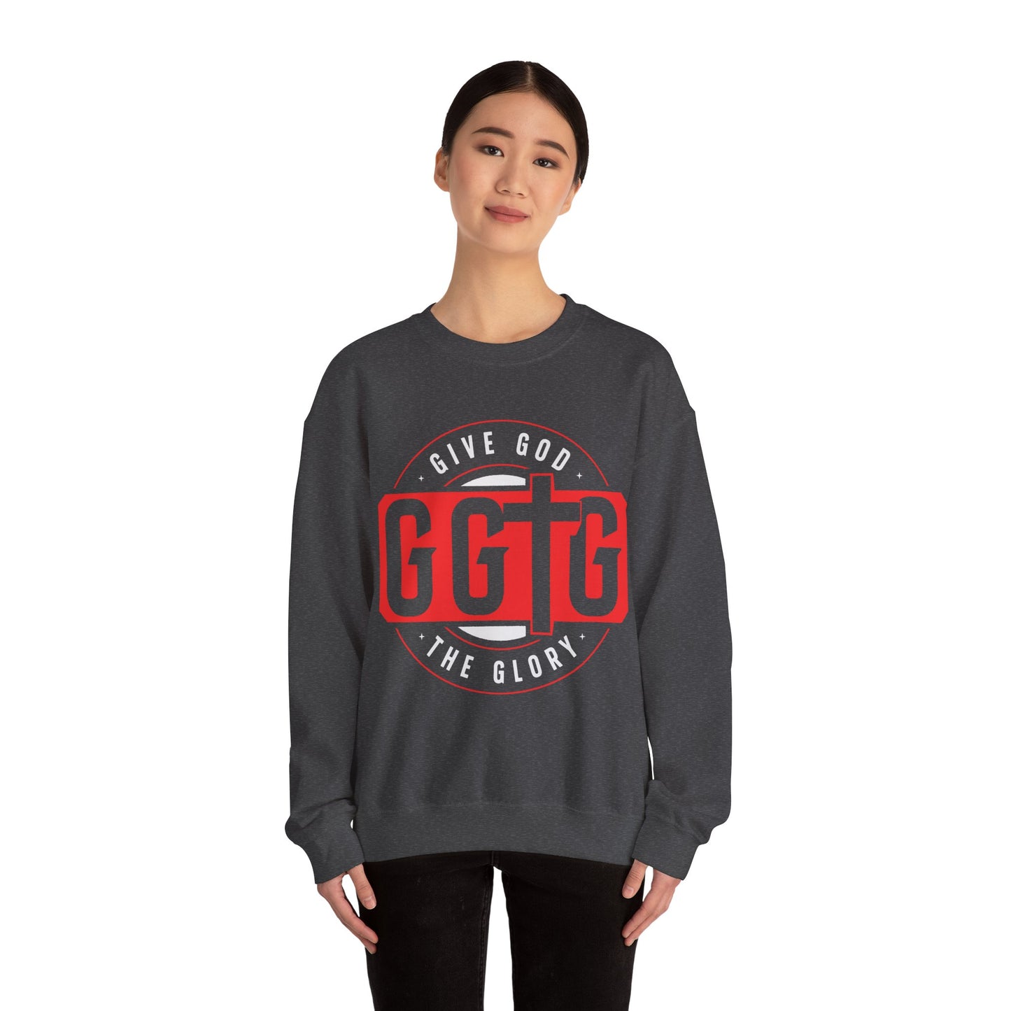 Christian Motivational Crewneck Sweatshirt - 'Give God the Glory'