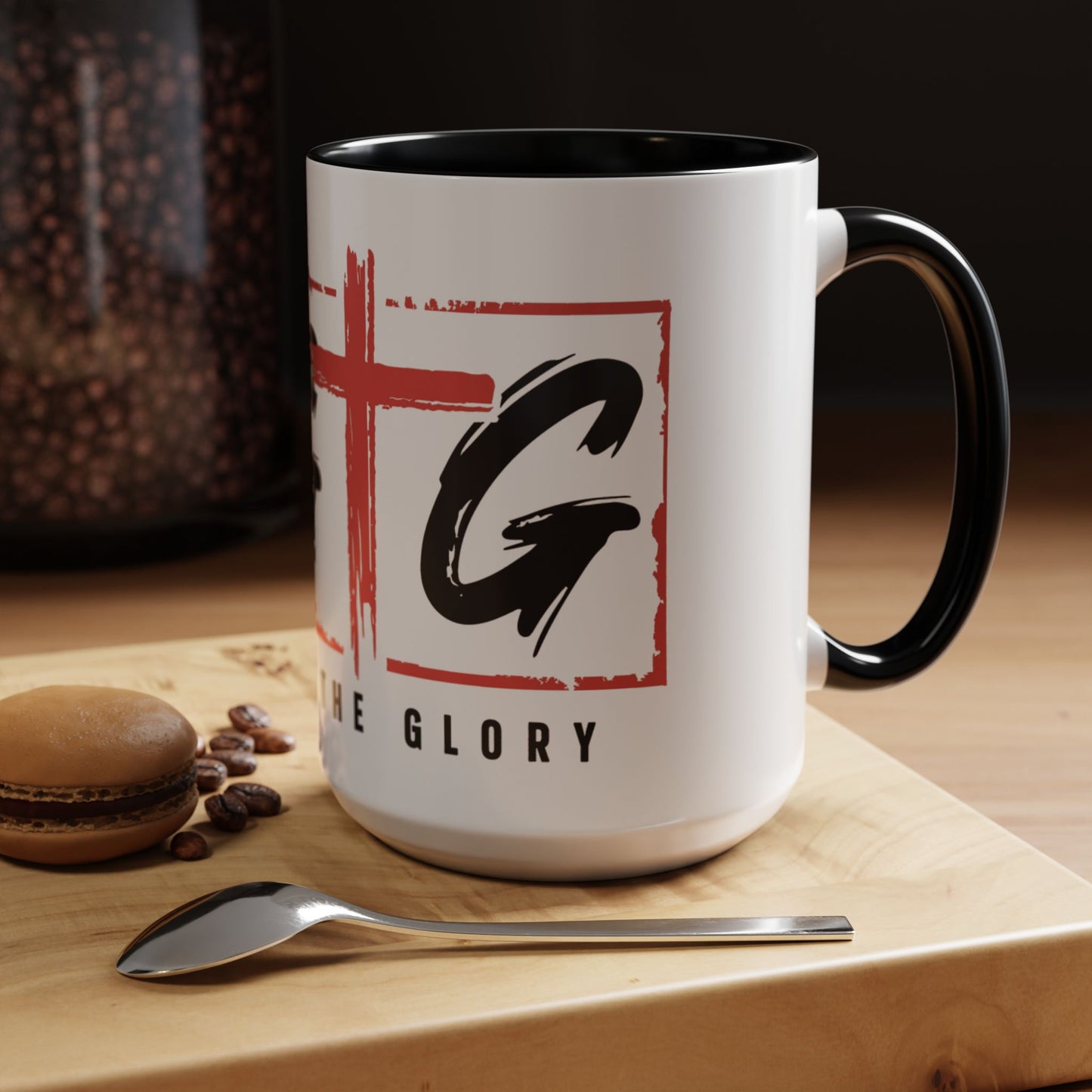 Faith-Inspired Accent Coffee Mug - 11/15oz with 'Give God the Glory' Design