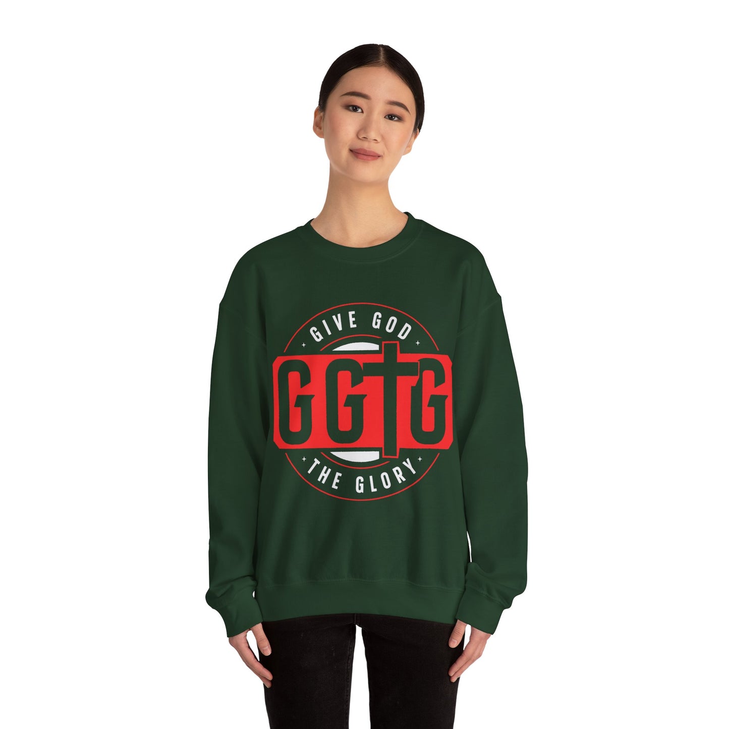 Christian Motivational Crewneck Sweatshirt - 'Give God the Glory'
