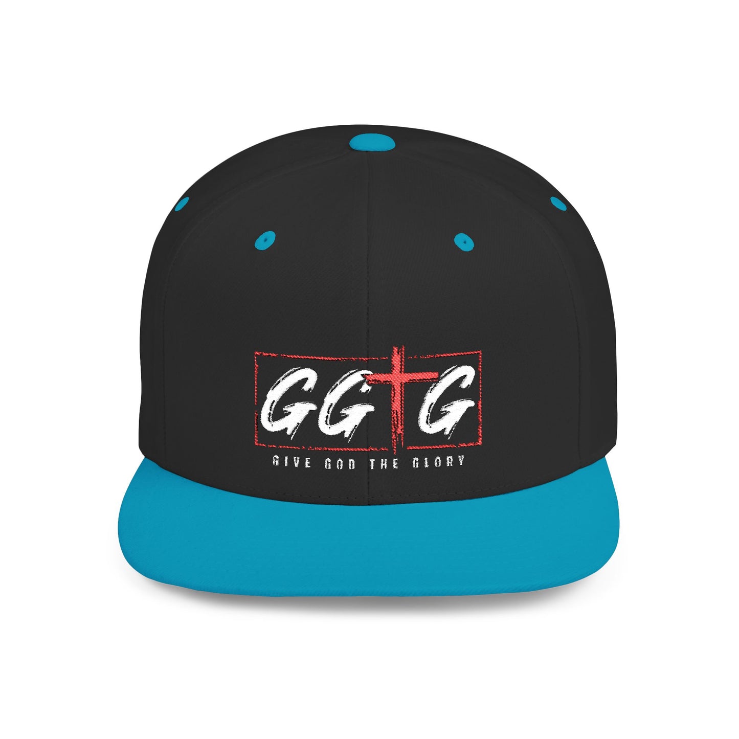 Casual Flat Bill Snapback Hat - 'Give God The Glory' Design
