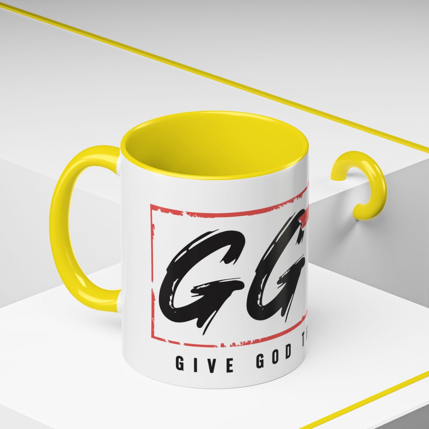 Faith-Inspired Accent Coffee Mug - 11/15oz with 'Give God the Glory' Design