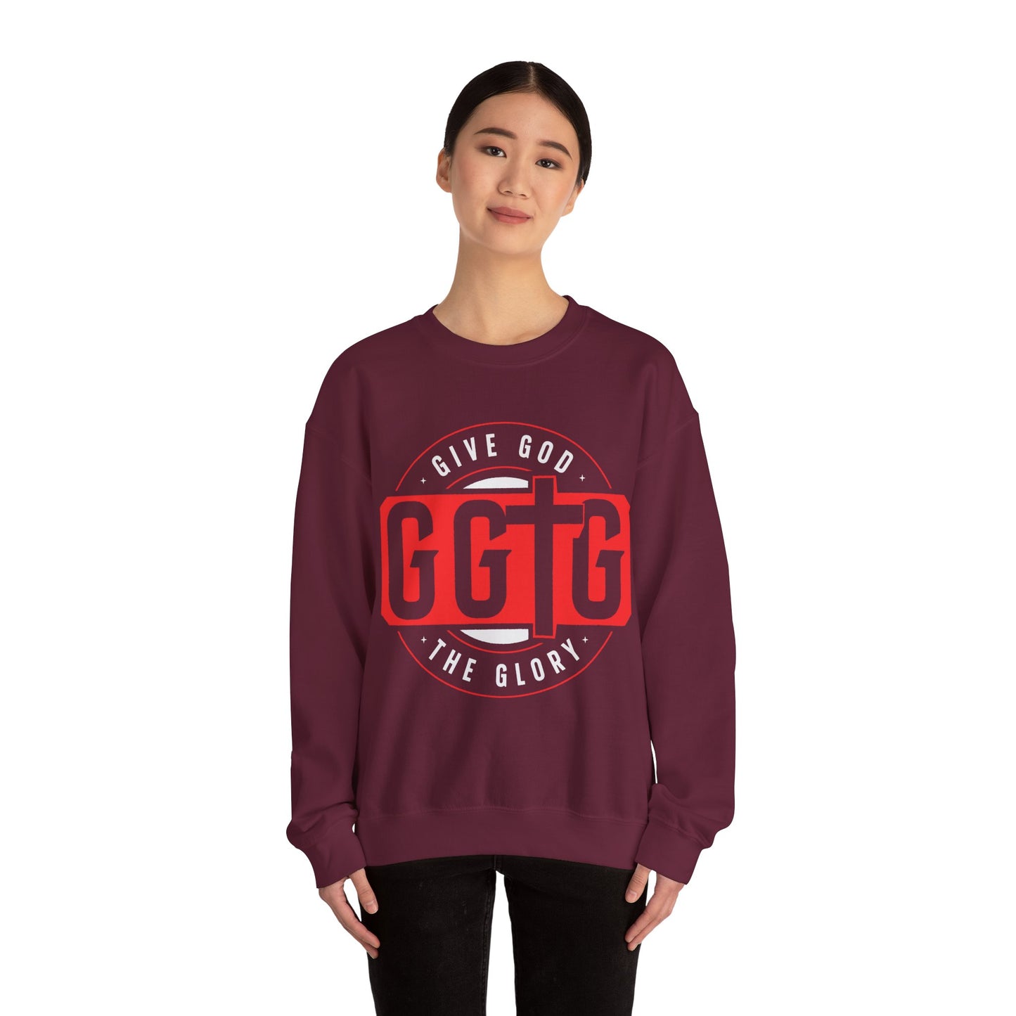Christian Motivational Crewneck Sweatshirt - 'Give God the Glory'