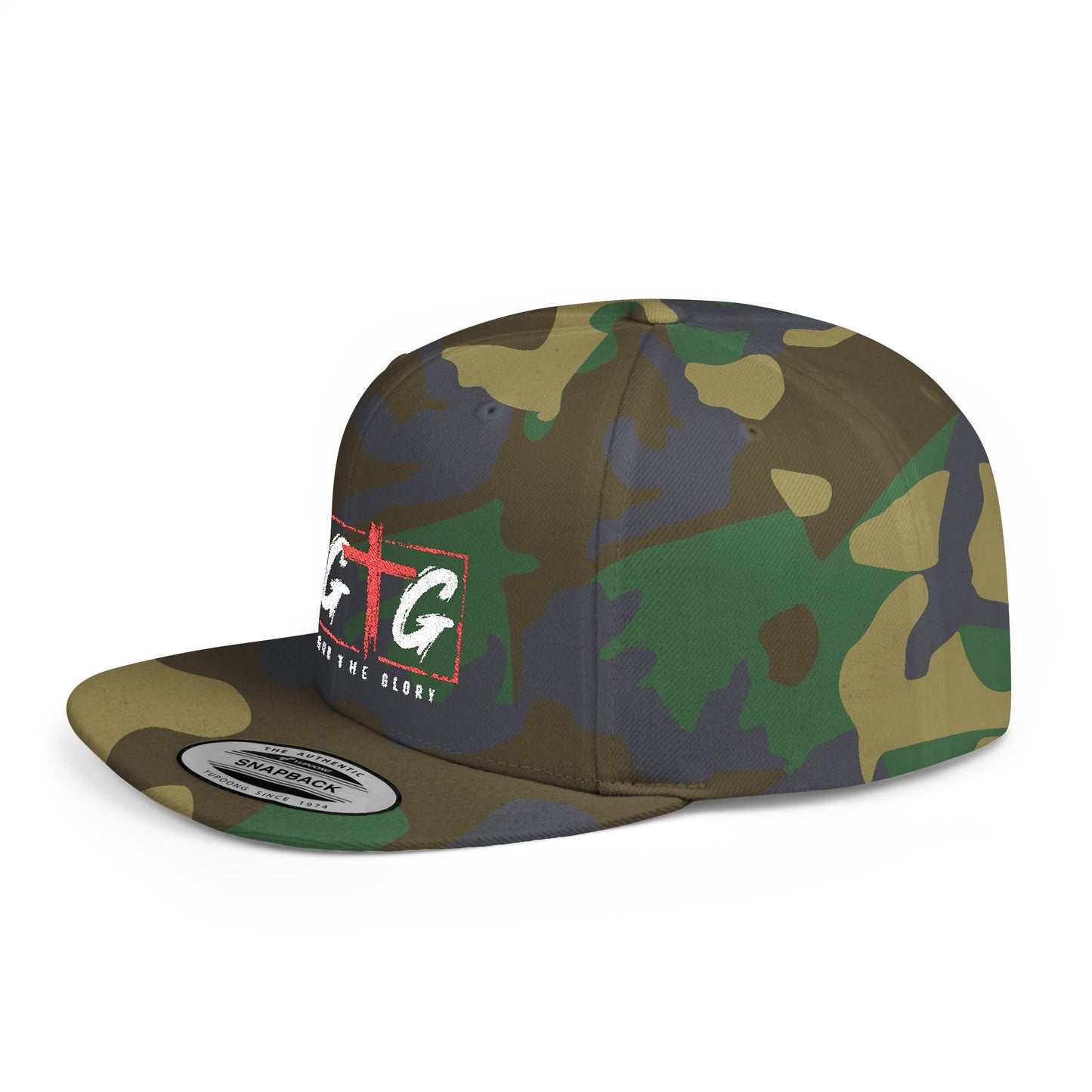 Casual Flat Bill Snapback Hat - 'Give God The Glory' Design