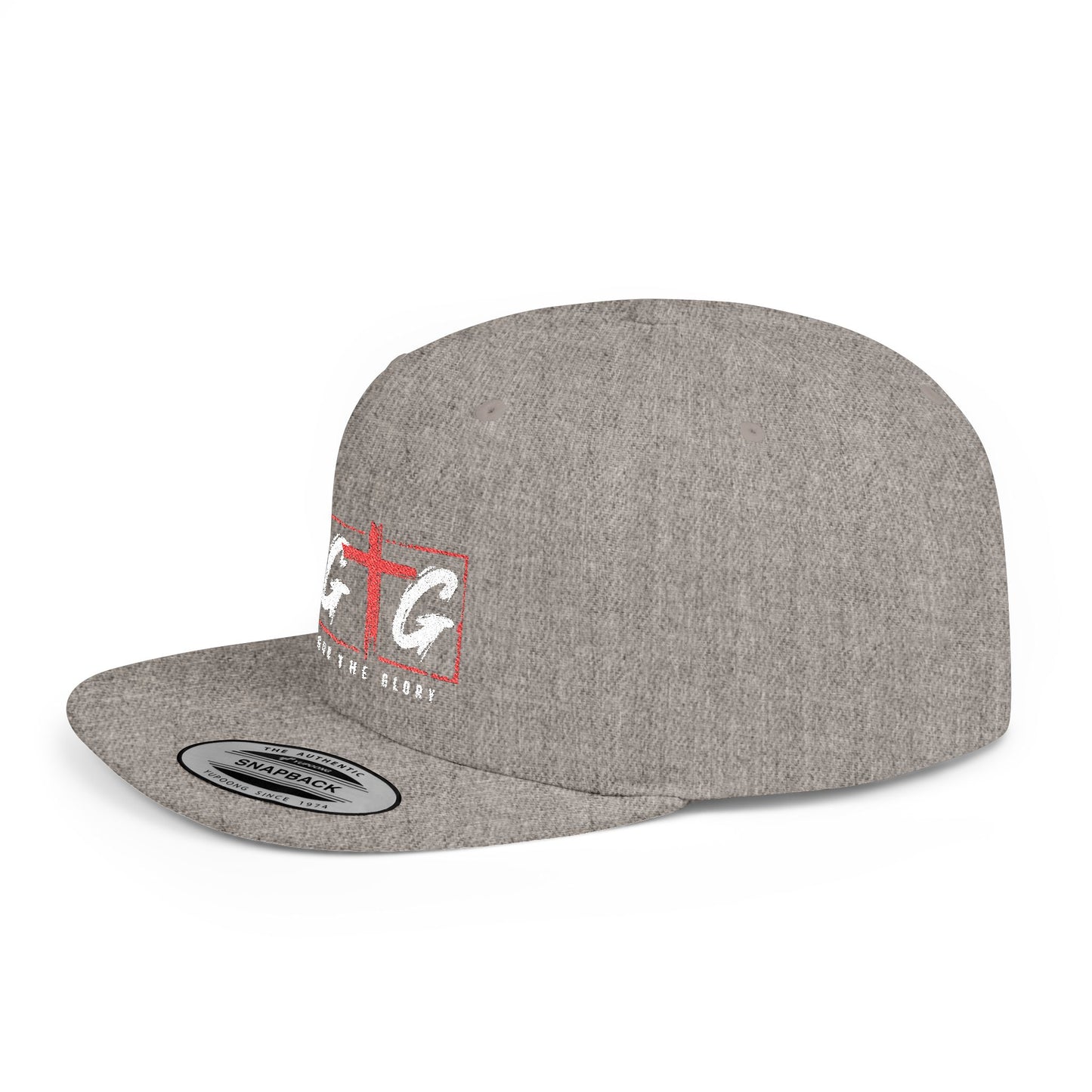 Casual Flat Bill Snapback Hat - 'Give God The Glory' Design