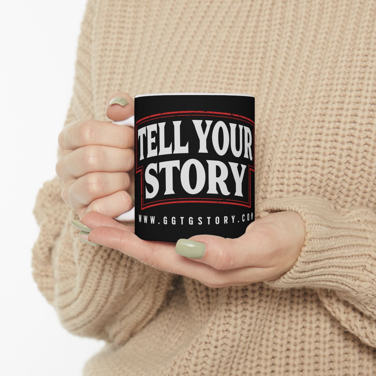 Inspirational Ceramic Mug - "Tell Your Story" - Perfect for Coffee Lovers and Gift Givers