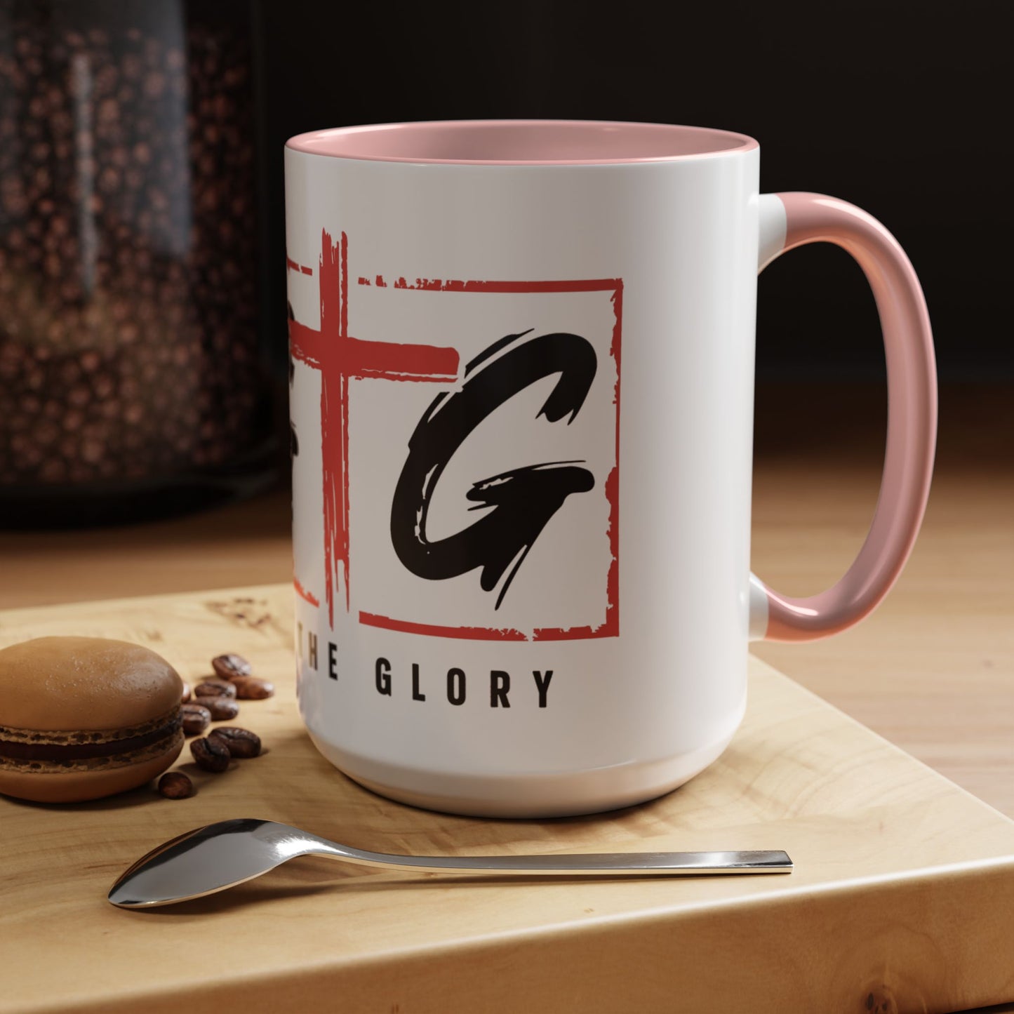 Faith-Inspired Accent Coffee Mug - 11/15oz with 'Give God the Glory' Design