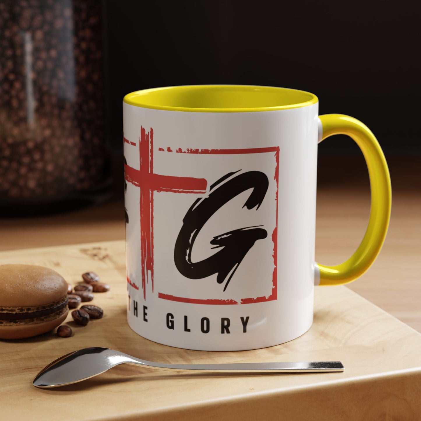 Faith-Inspired Accent Coffee Mug - 11/15oz with 'Give God the Glory' Design