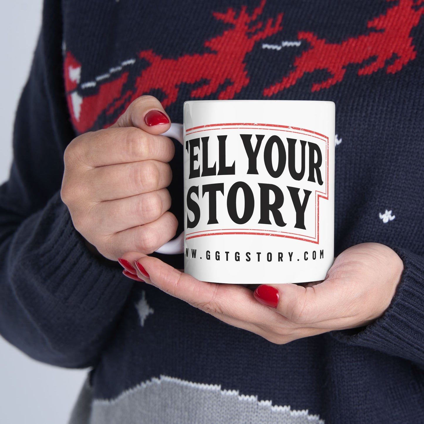Inspirational Ceramic Mug - "Tell Your Story" - Perfect for Coffee Lovers & Gift Giving