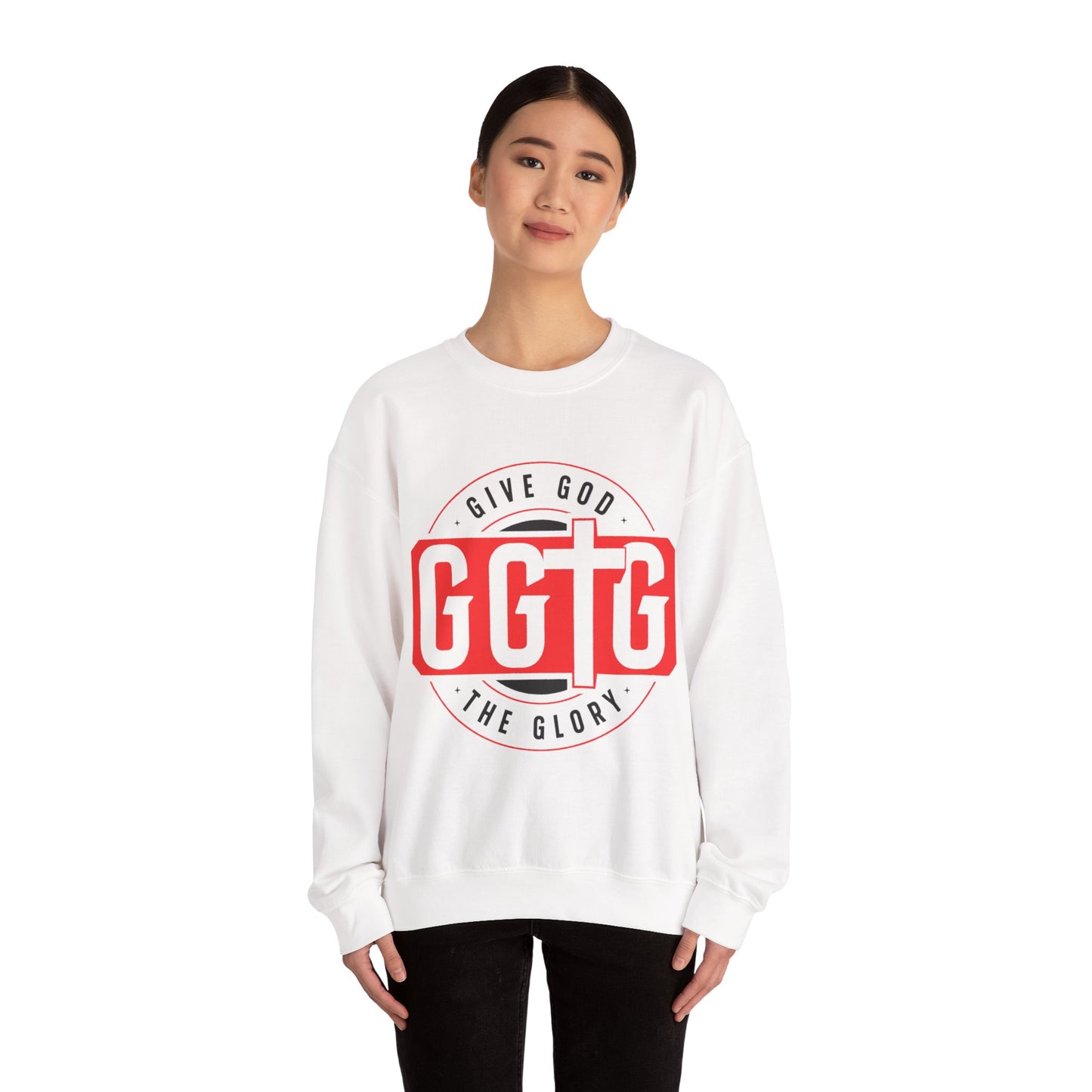 Inspirational Crewneck Sweatshirt - "Give God The Glory" & "Tell Your Story"
