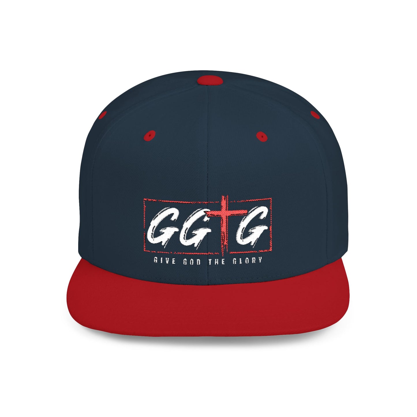 Casual Flat Bill Snapback Hat - 'Give God The Glory' Design