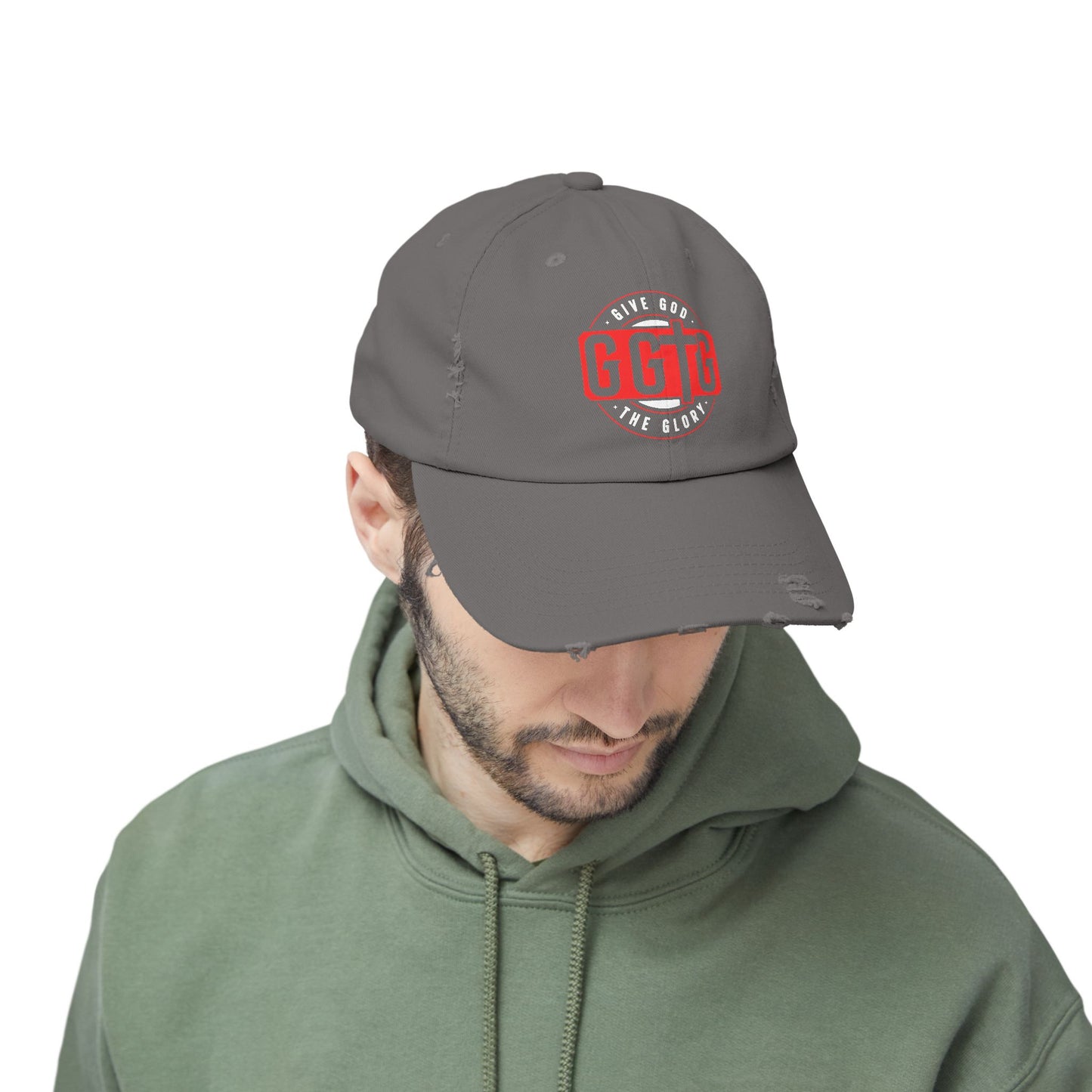 Unisex Distressed Cap - "Give God The Glory" Statement Hat
