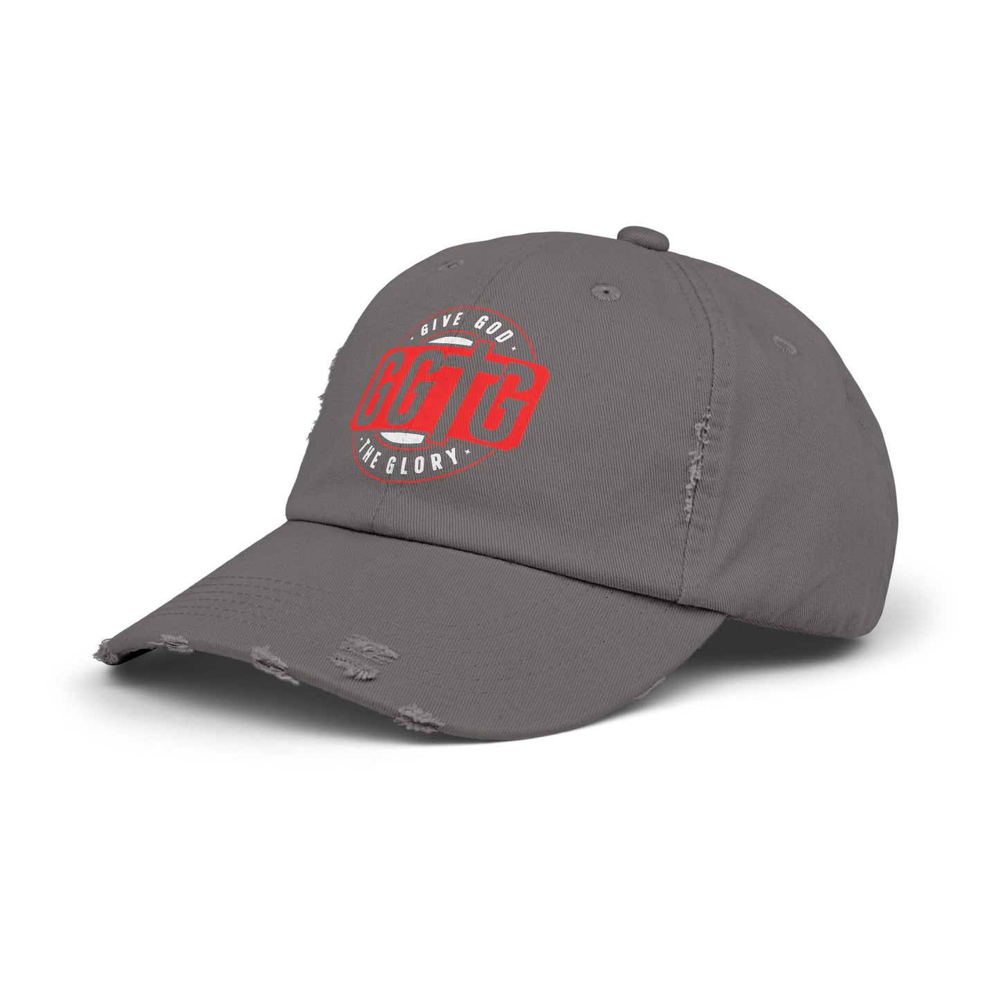 Unisex Distressed Cap - "Give God The Glory" Statement Hat