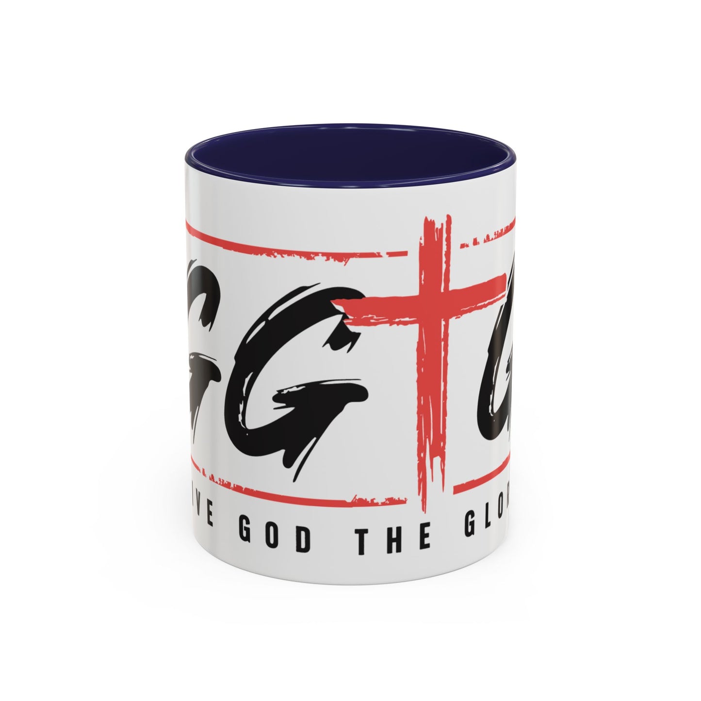 Faith-Inspired Accent Coffee Mug - 11/15oz with 'Give God the Glory' Design