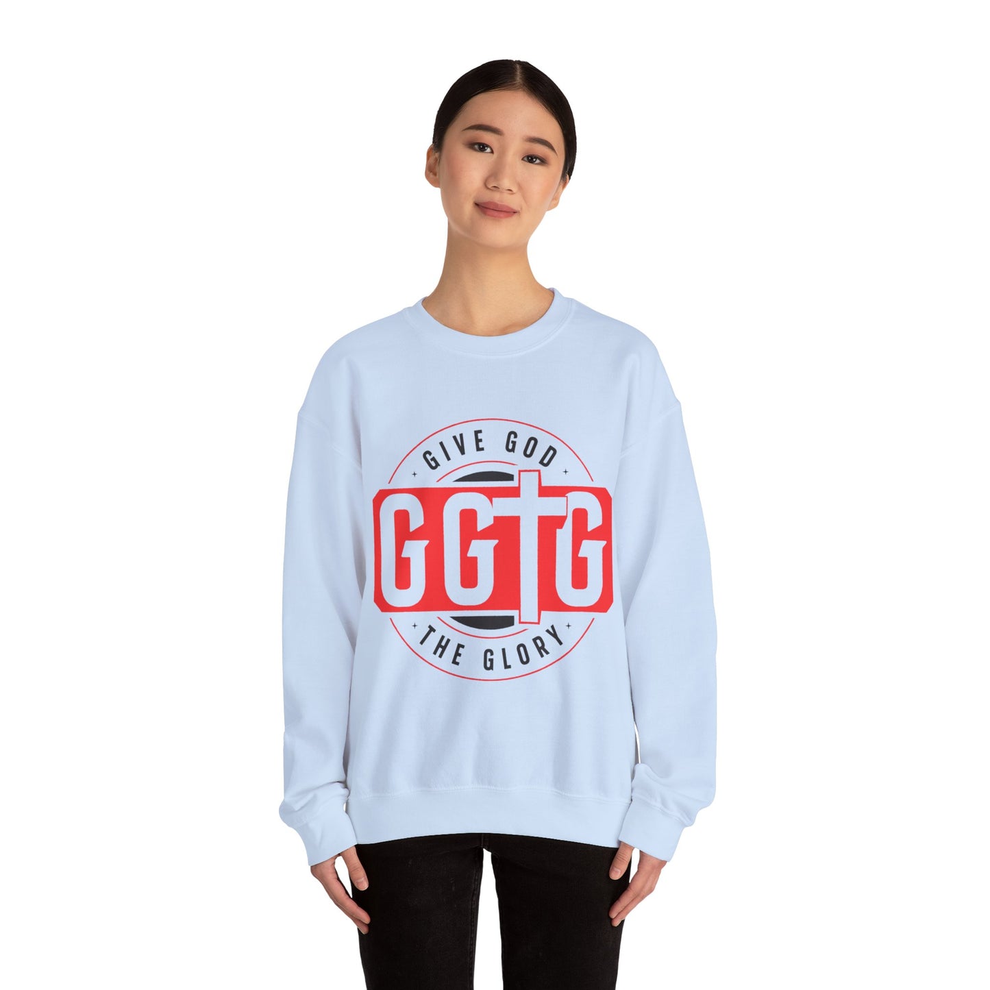 Inspirational Crewneck Sweatshirt - "Give God The Glory" & "Tell Your Story"