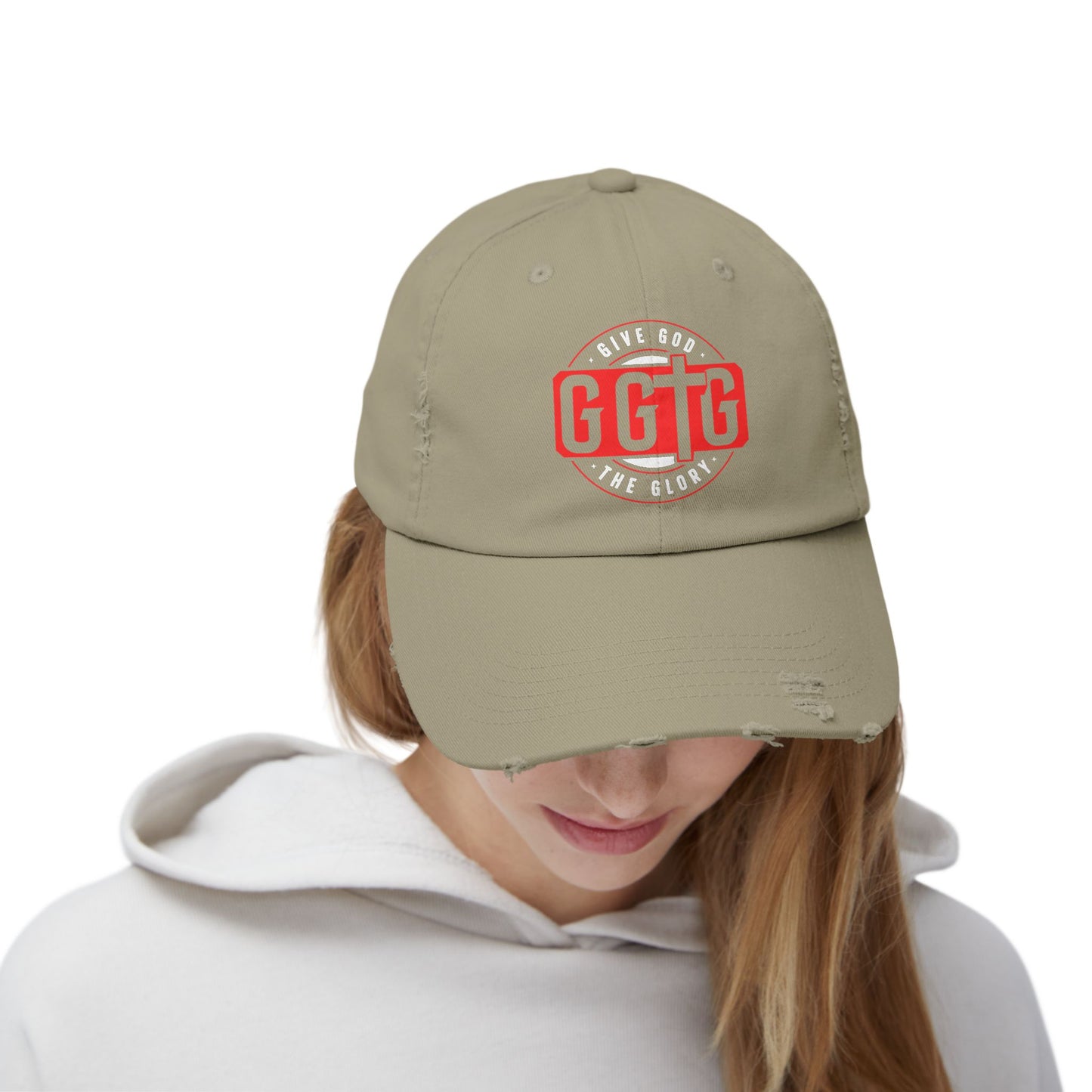Unisex Distressed Cap - "Give God The Glory" Statement Hat