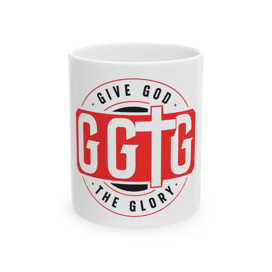 Inspirational Ceramic Mug - "Give God The Glory" - Perfect for Faith and Motivation
