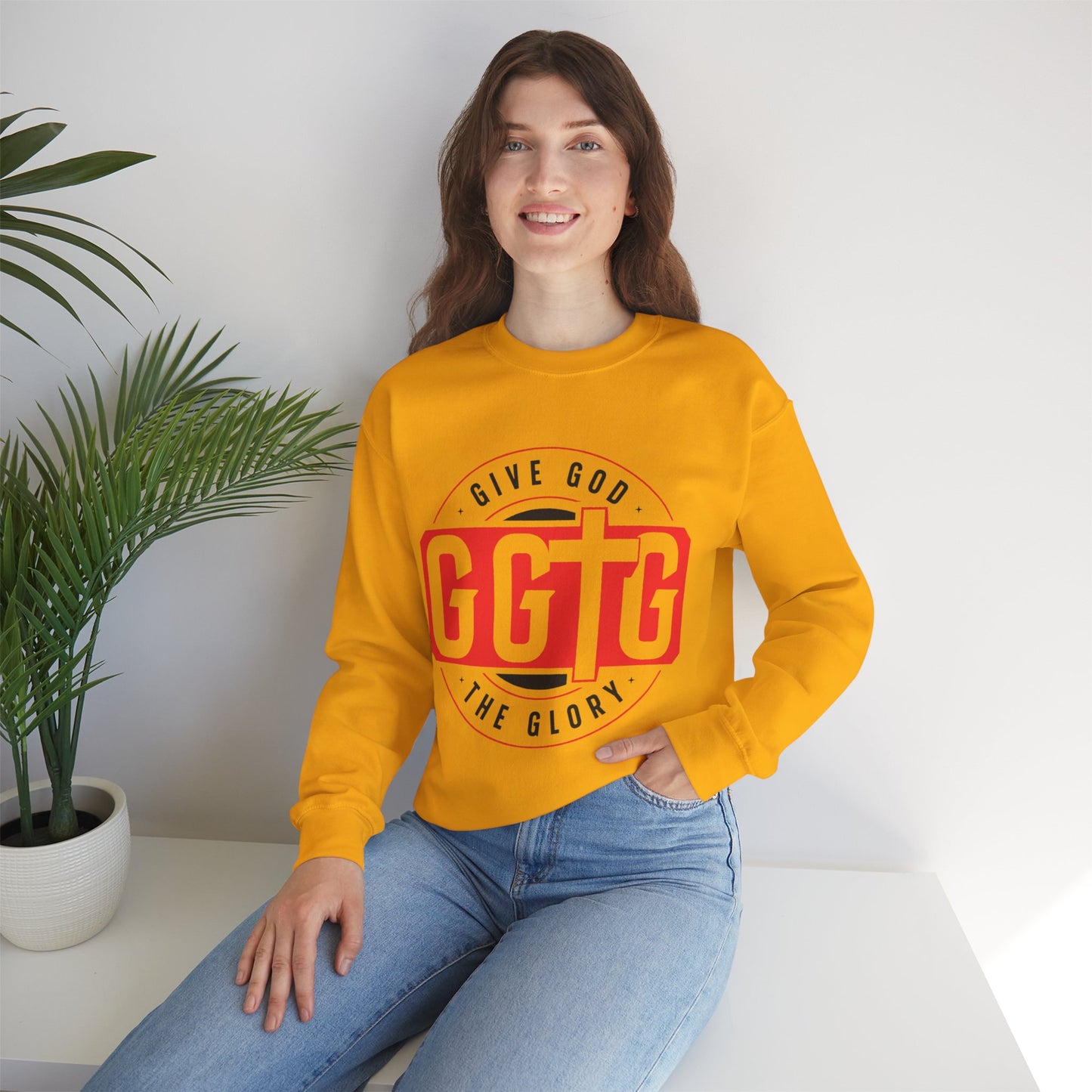 Inspirational Crewneck Sweatshirt - "Give God The Glory" & "Tell Your Story"