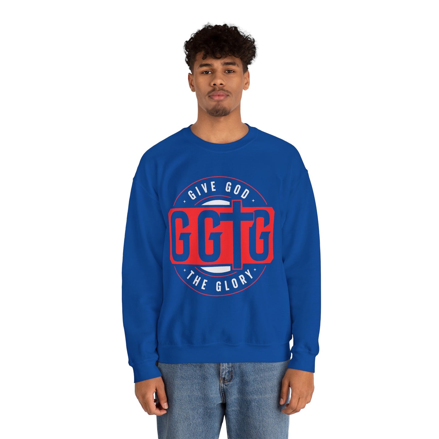 Christian Motivational Crewneck Sweatshirt - 'Give God the Glory'