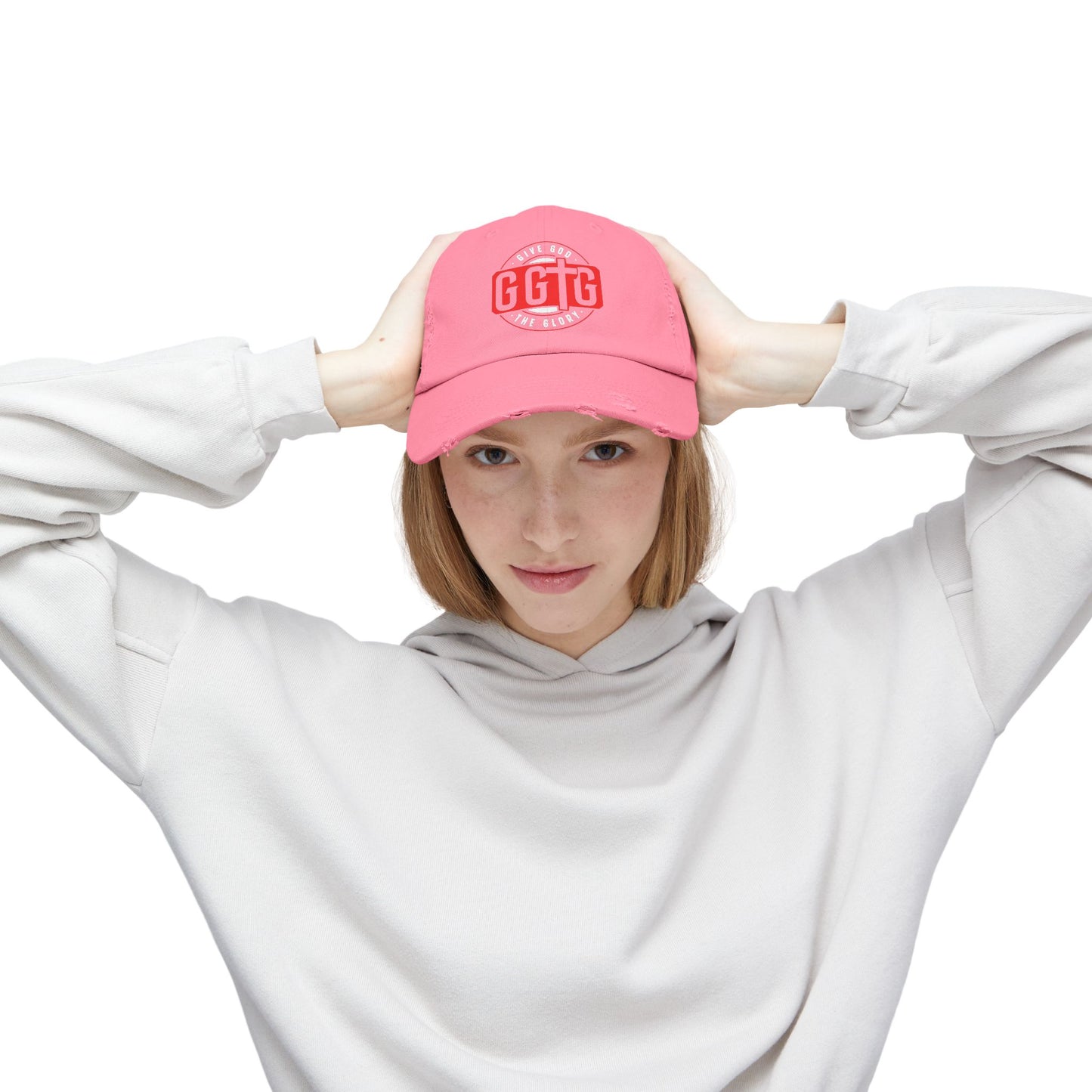 Unisex Distressed Cap - "Give God The Glory" Statement Hat