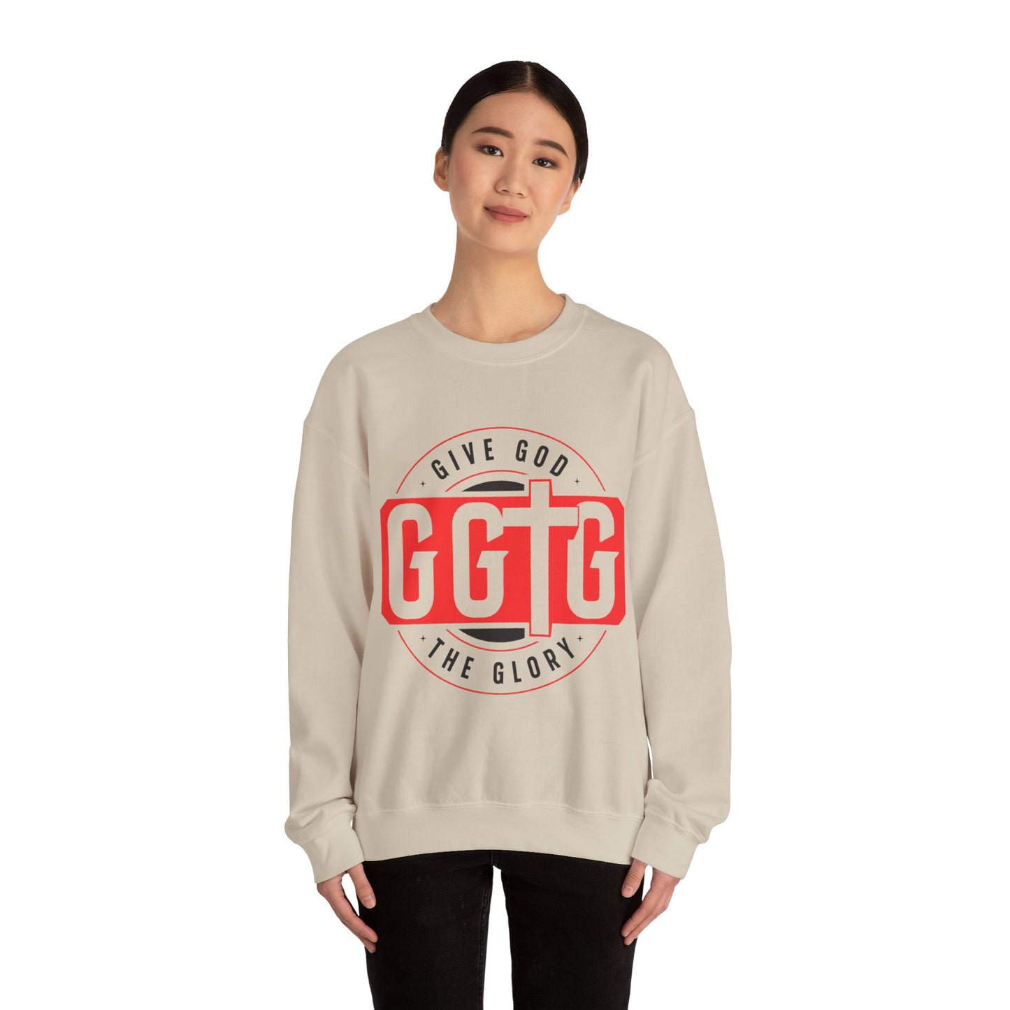 Inspirational Crewneck Sweatshirt - "Give God The Glory" & "Tell Your Story"