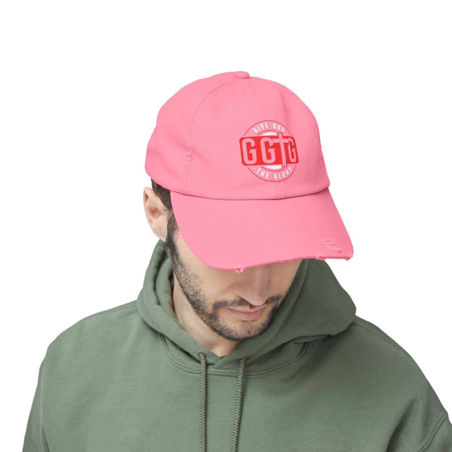 Unisex Distressed Cap - "Give God The Glory" Statement Hat