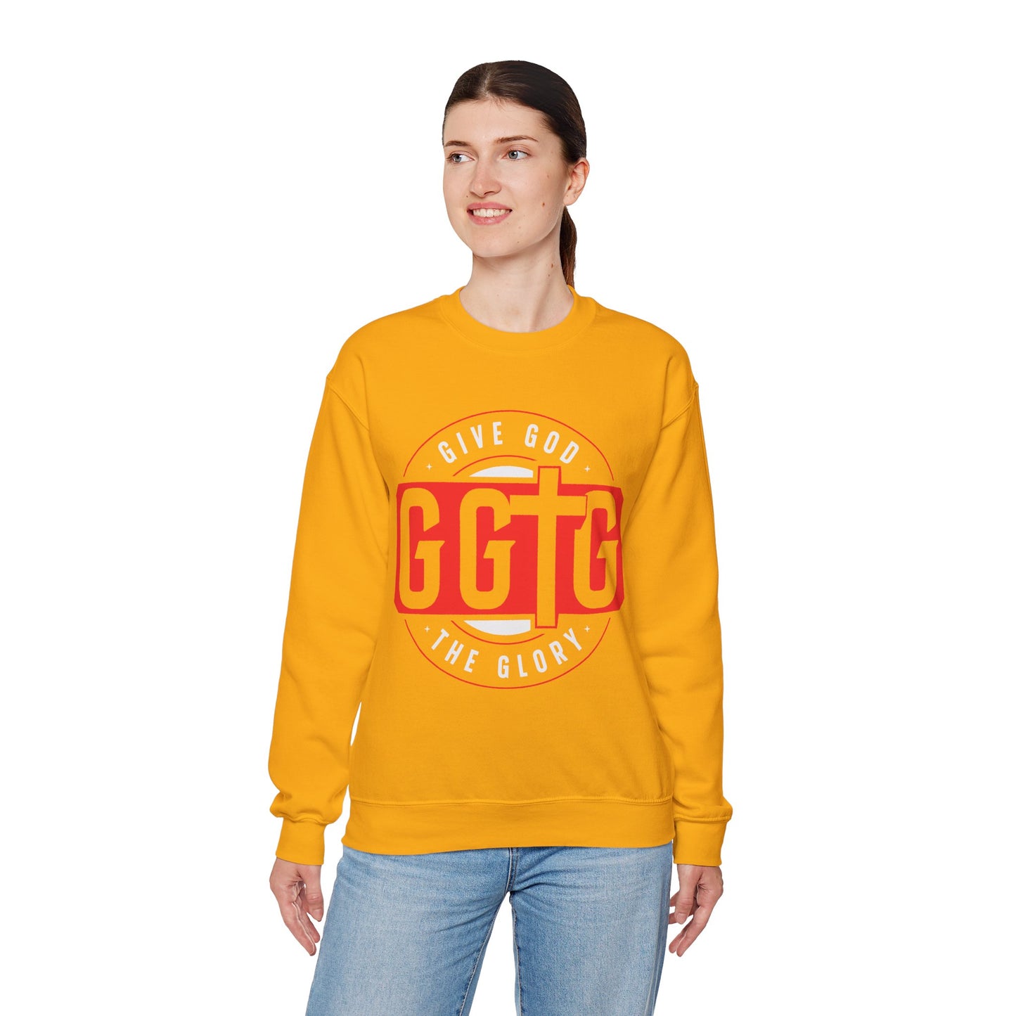 Christian Motivational Crewneck Sweatshirt - 'Give God the Glory'