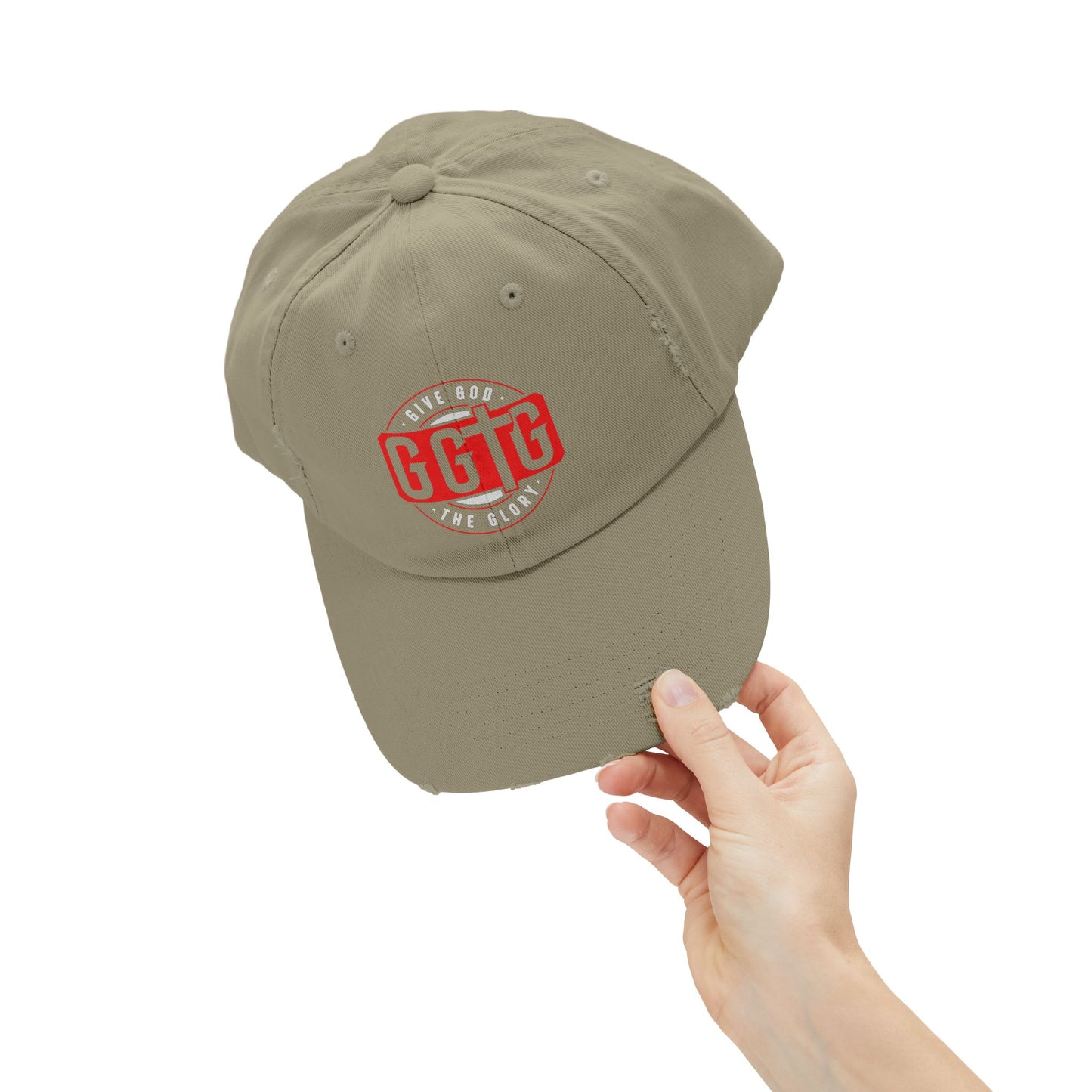 Unisex Distressed Cap - "Give God The Glory" Statement Hat