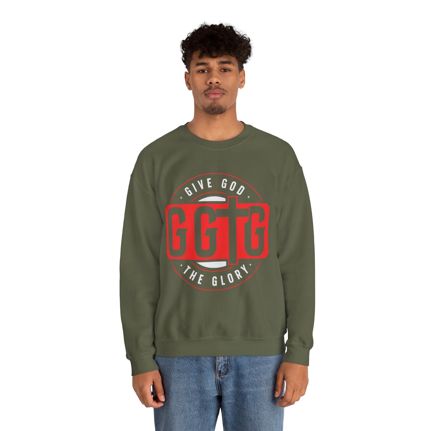 Christian Motivational Crewneck Sweatshirt - 'Give God the Glory'