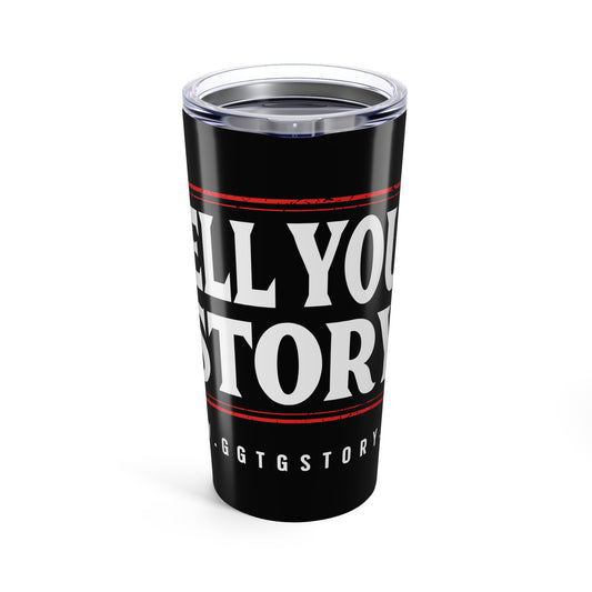 Inspirational Black Tumbler 20oz - "Tell Your Story" - Motivational Travel Mug for Daily Use