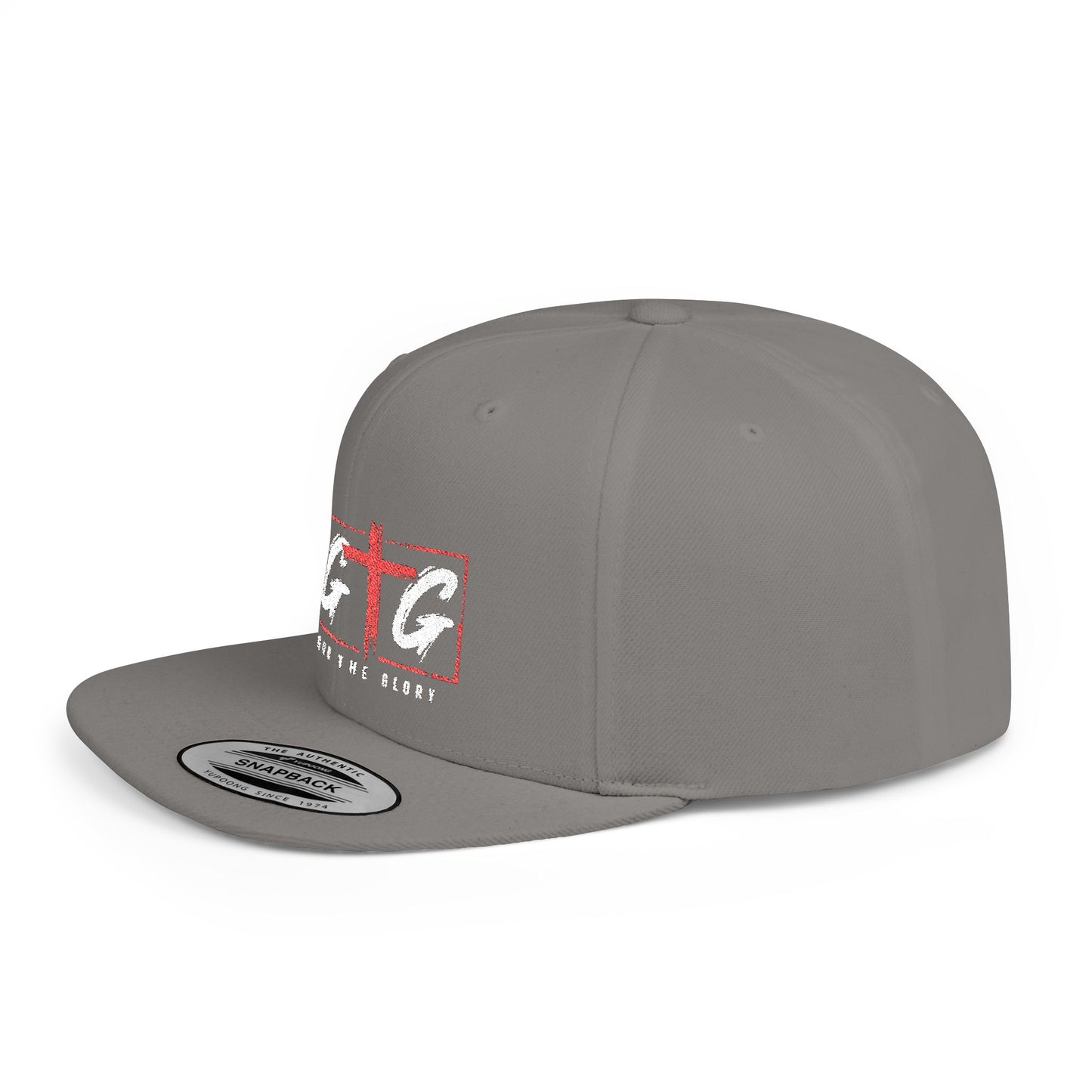 Casual Flat Bill Snapback Hat - 'Give God The Glory' Design