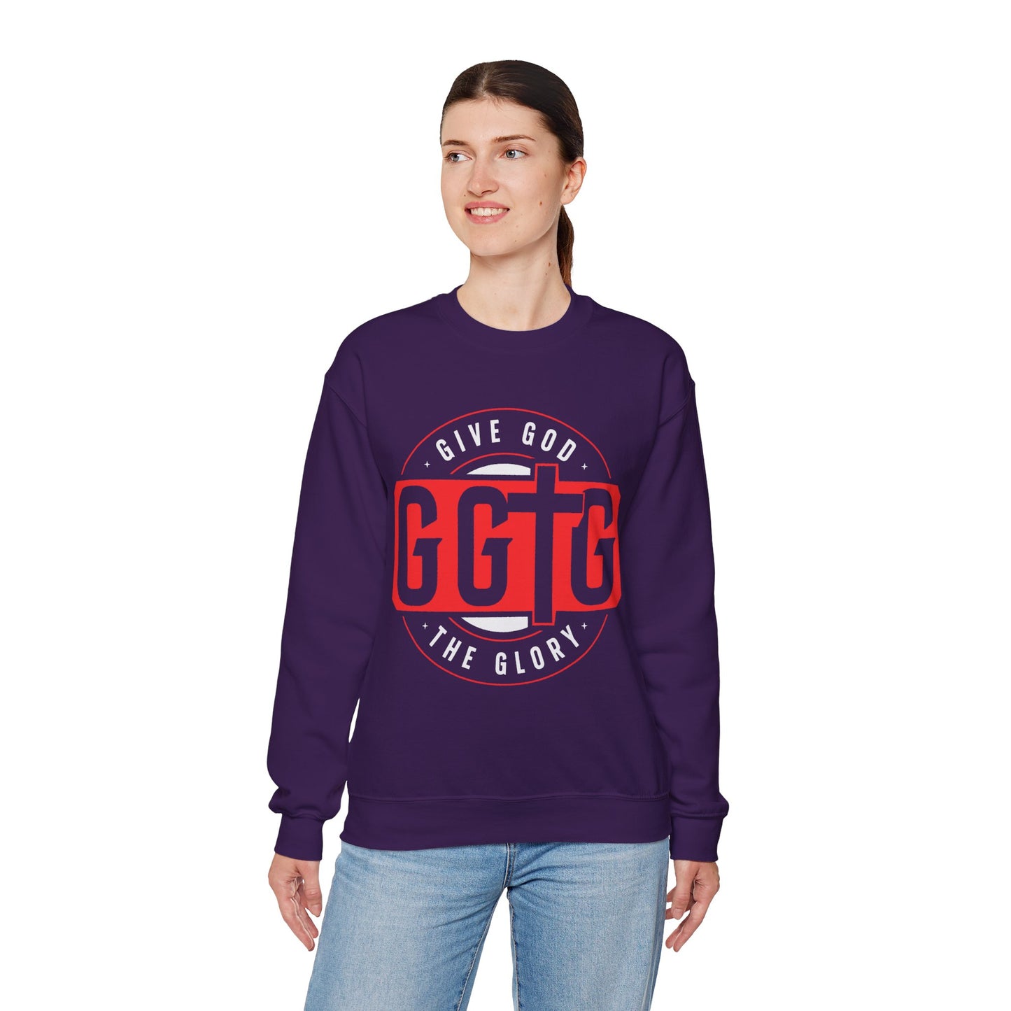 Christian Motivational Crewneck Sweatshirt - 'Give God the Glory'