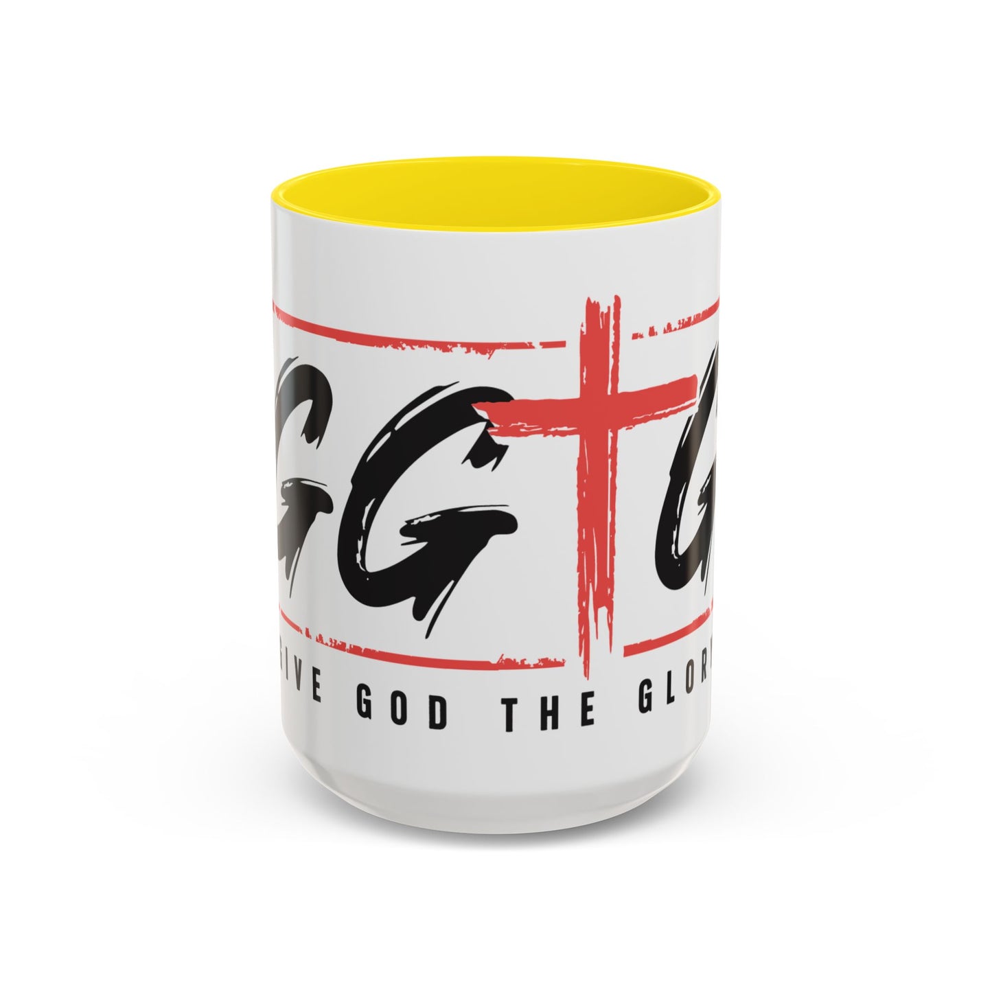 Faith-Inspired Accent Coffee Mug - 11/15oz with 'Give God the Glory' Design