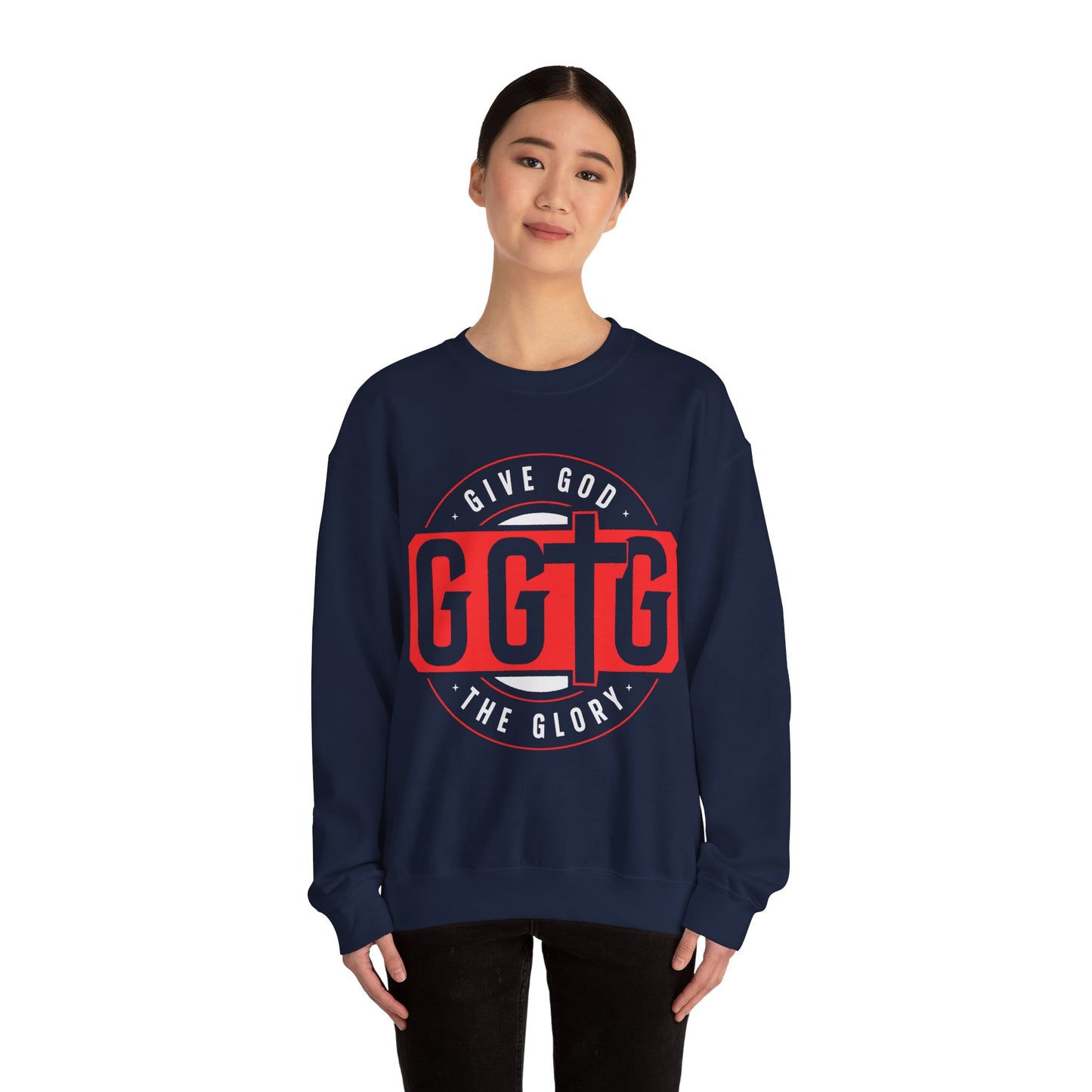 Christian Motivational Crewneck Sweatshirt - 'Give God the Glory'