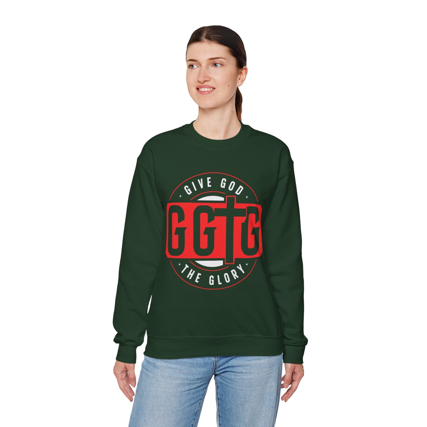 Christian Motivational Crewneck Sweatshirt - 'Give God the Glory'