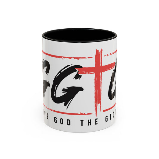 Faith-Inspired Accent Coffee Mug - 11/15oz with 'Give God the Glory' Design