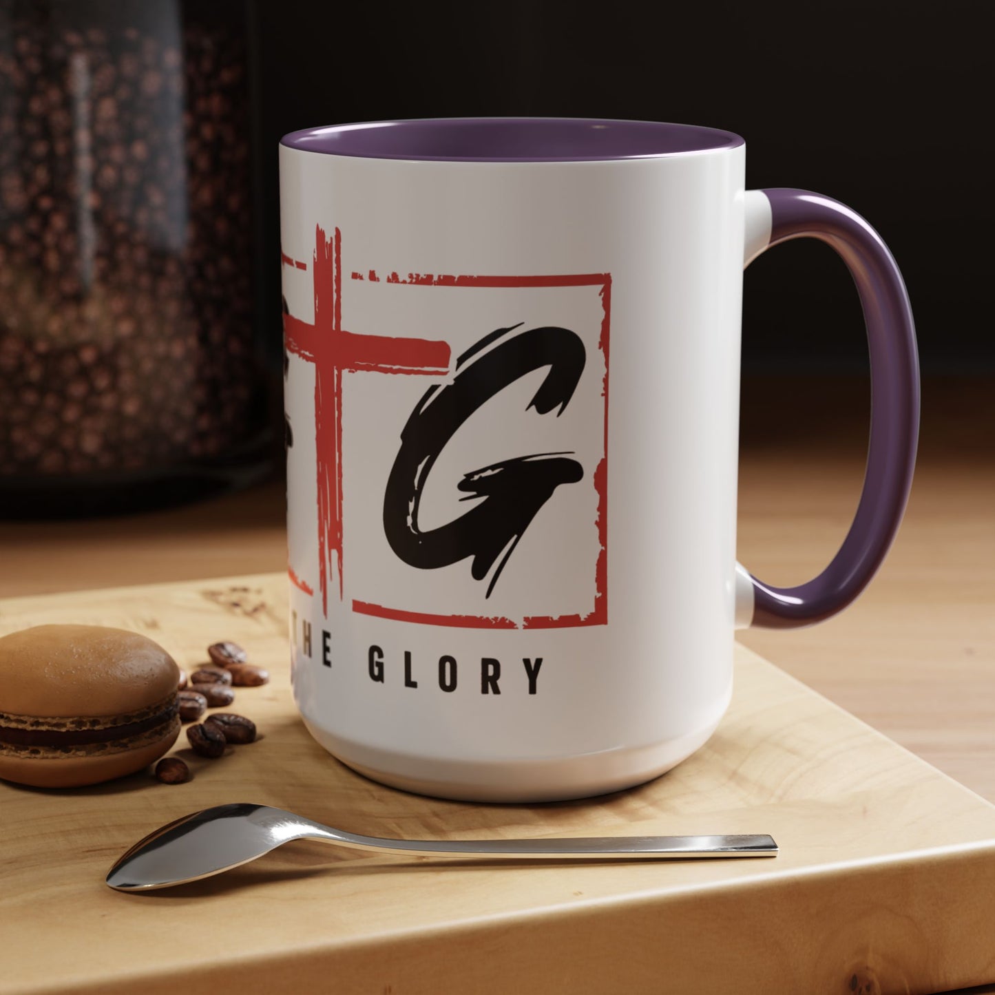Faith-Inspired Accent Coffee Mug - 11/15oz with 'Give God the Glory' Design