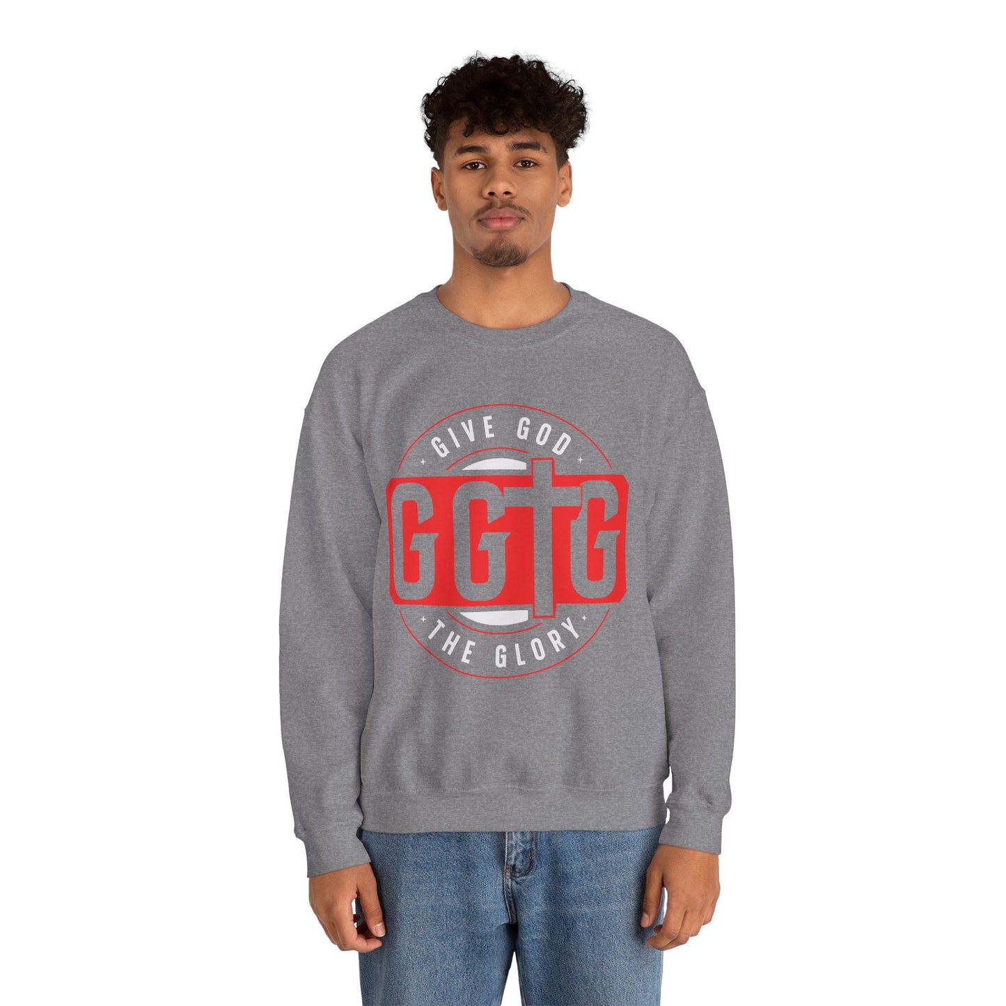Christian Motivational Crewneck Sweatshirt - 'Give God the Glory'