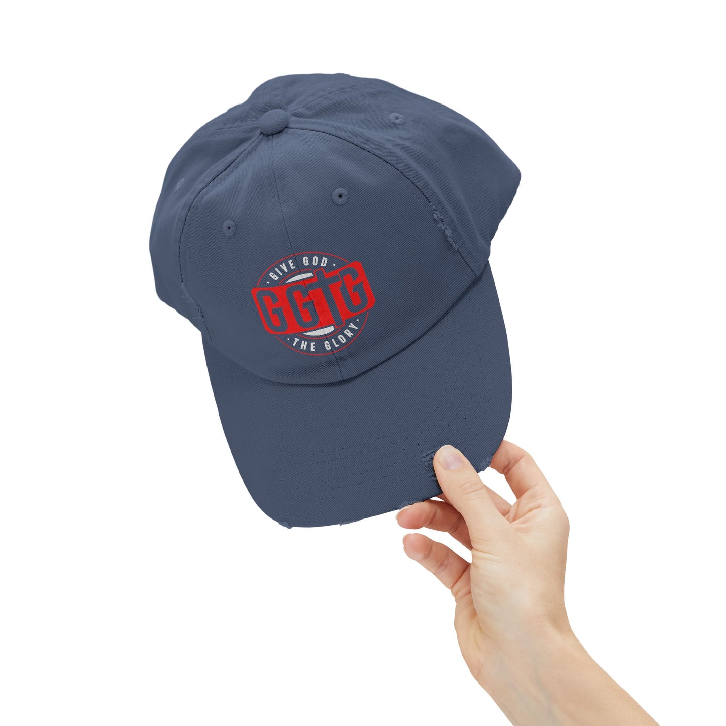 Unisex Distressed Cap - "Give God The Glory" Statement Hat