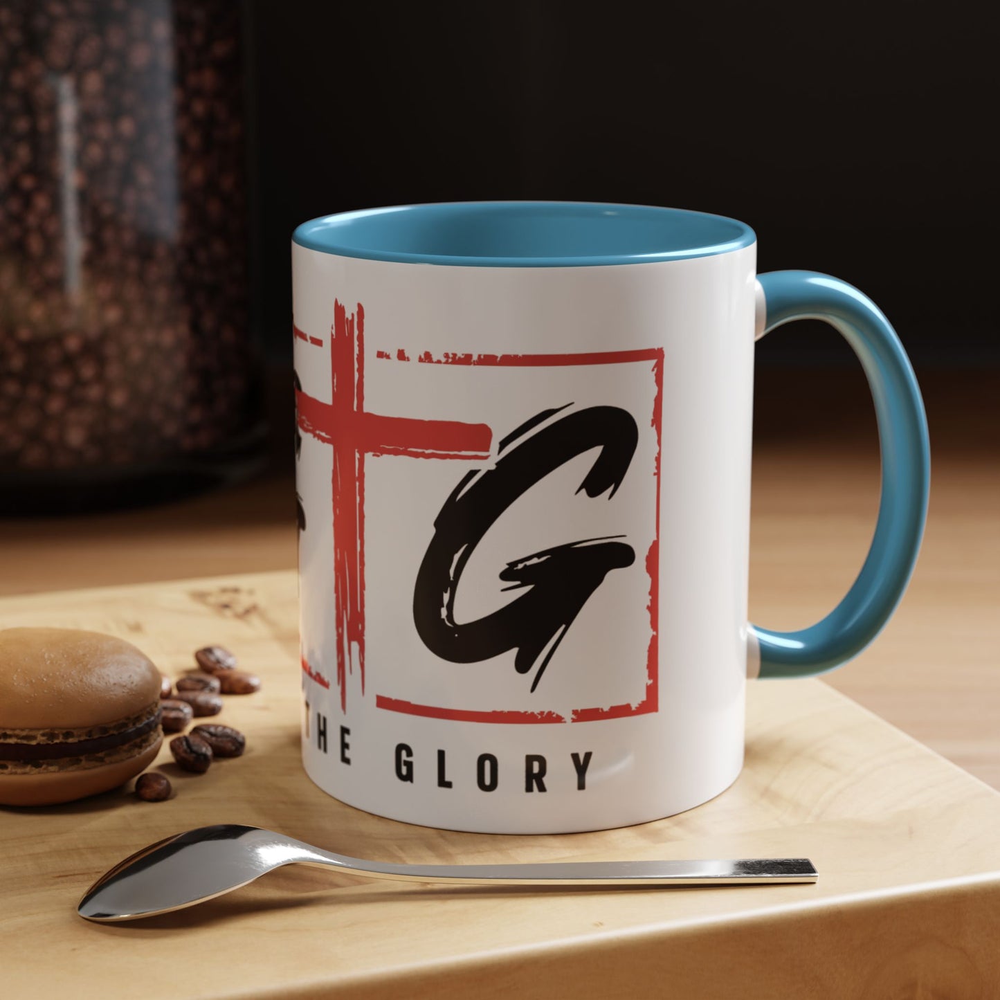 Faith-Inspired Accent Coffee Mug - 11/15oz with 'Give God the Glory' Design