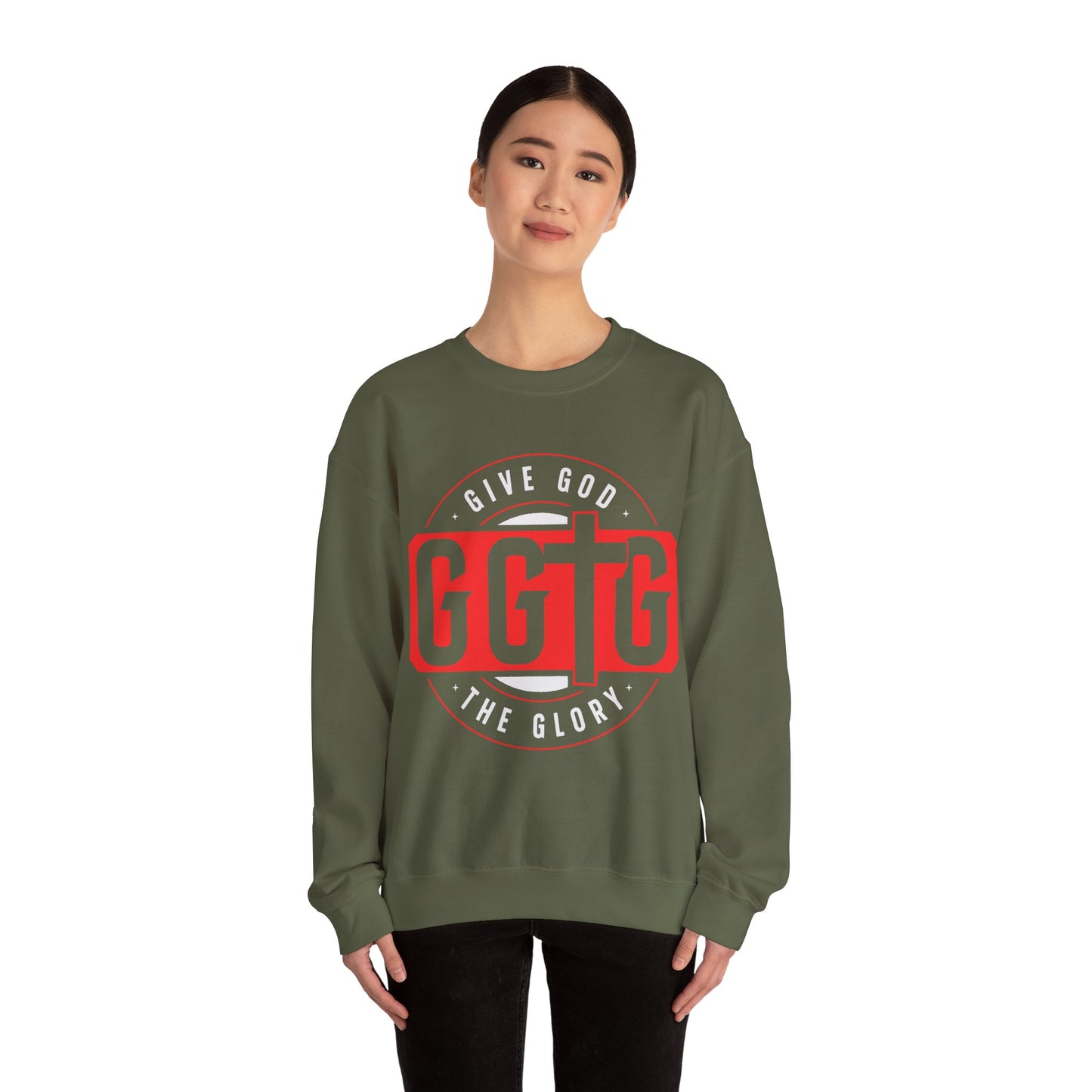 Christian Motivational Crewneck Sweatshirt - 'Give God the Glory'