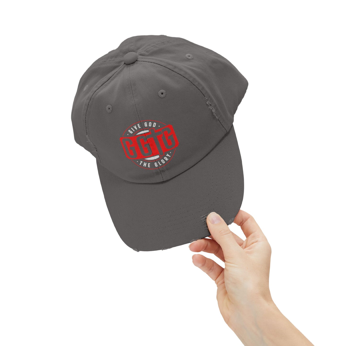 Unisex Distressed Cap - "Give God The Glory" Statement Hat