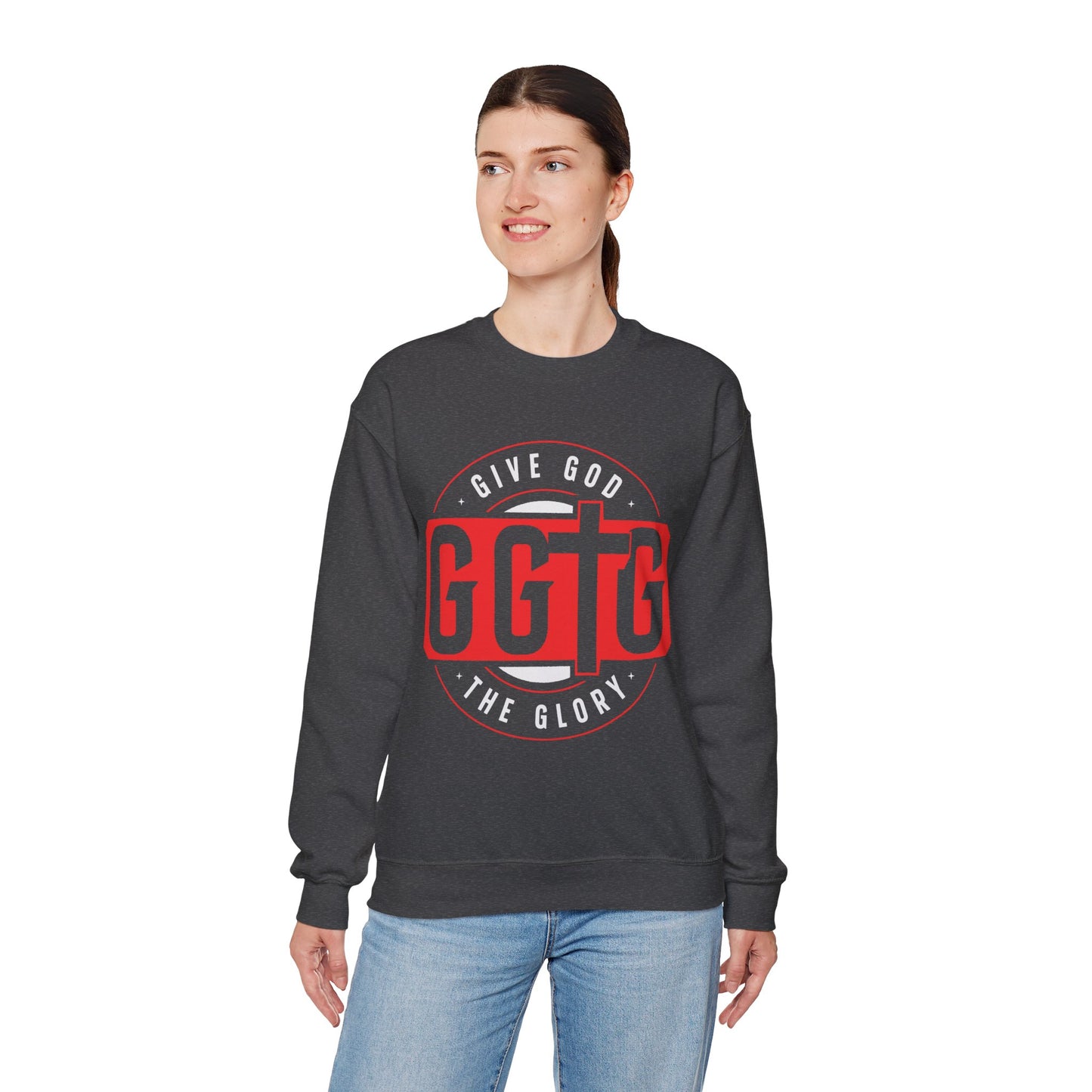 Christian Motivational Crewneck Sweatshirt - 'Give God the Glory'